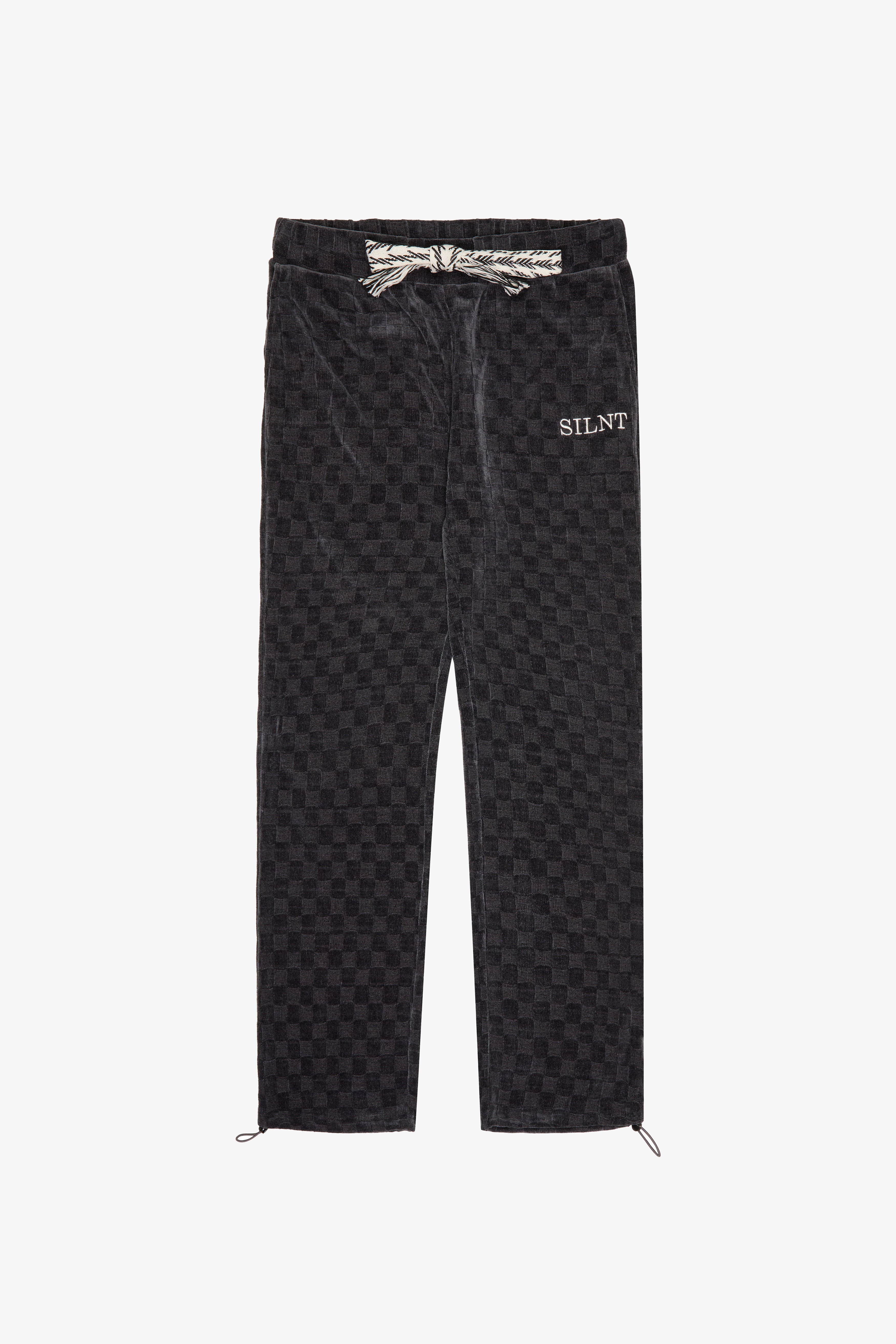 Checkered Velvet Gray Jogger Pants