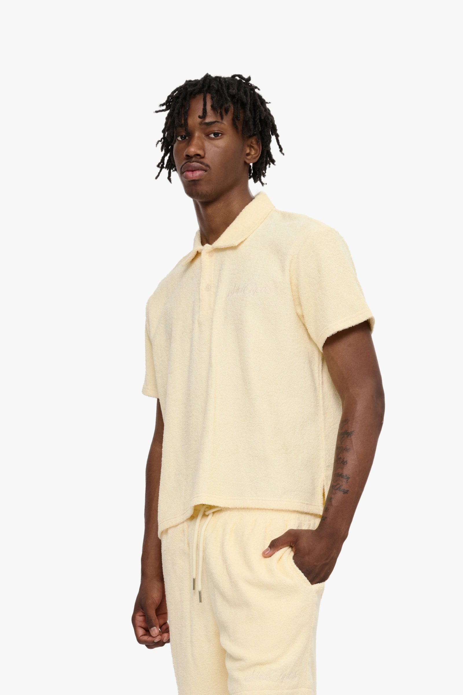 "Relevant" Relaxed Polo Shirt Cream