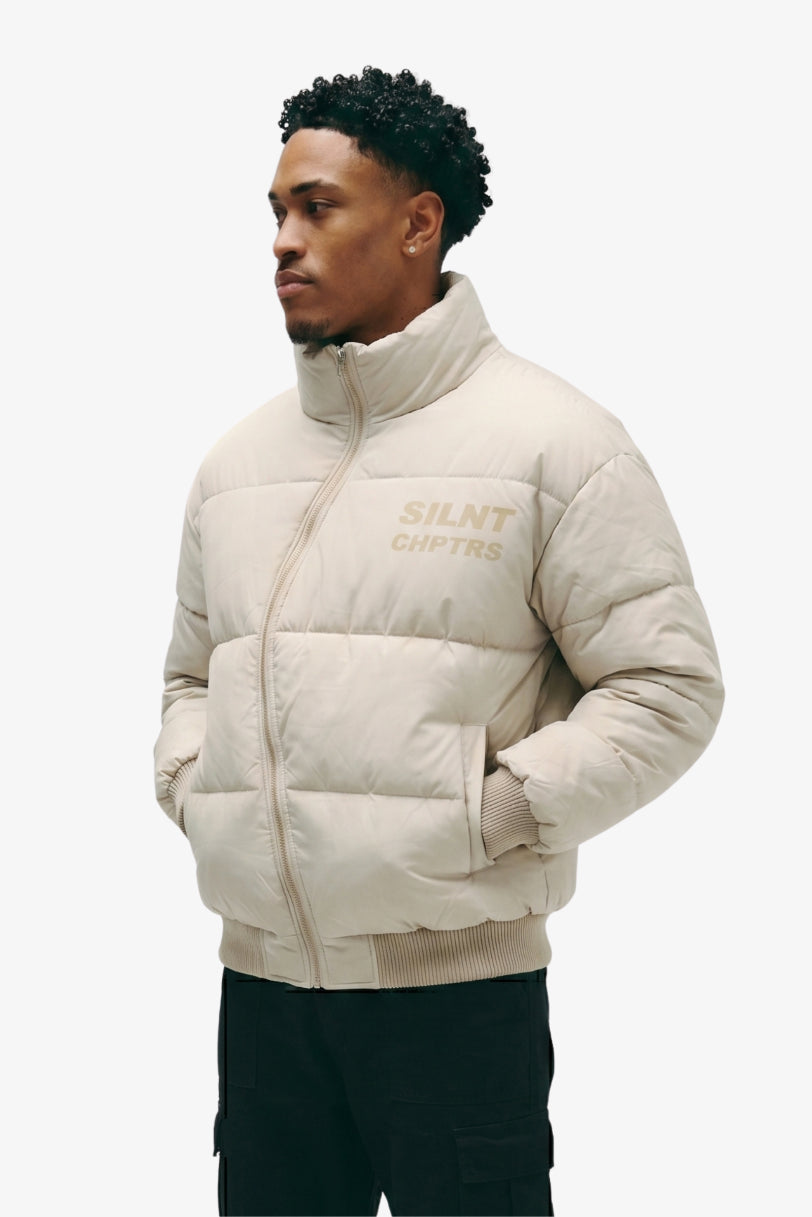 "Irregular" Asymmetrical Puffer Jacket Cream