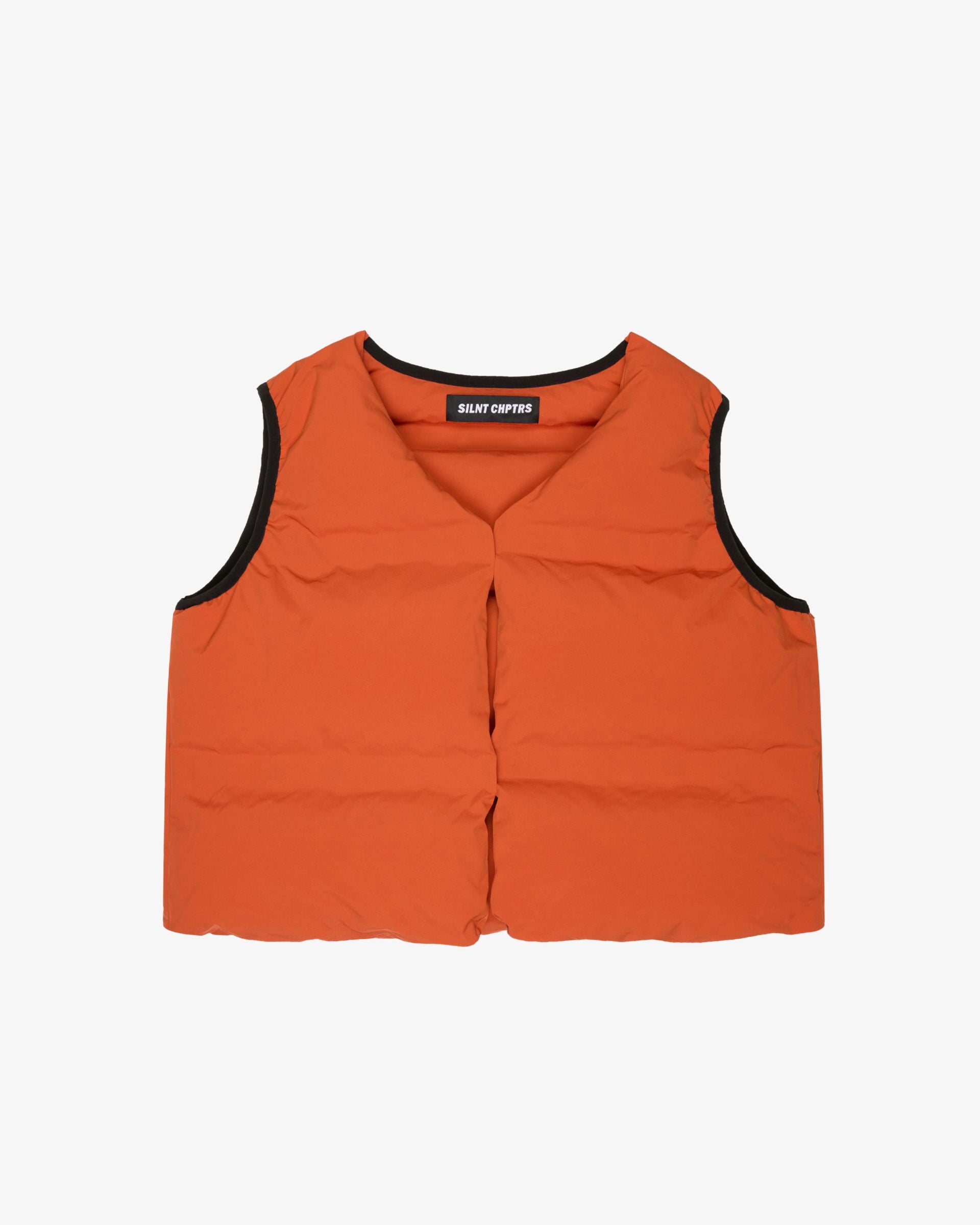 "Trophies" Orange Cropped Puffer Vest