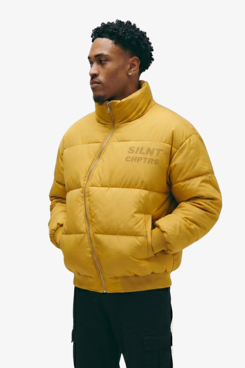 "Irregular" Asymmetrical Puffer Jacket Olive