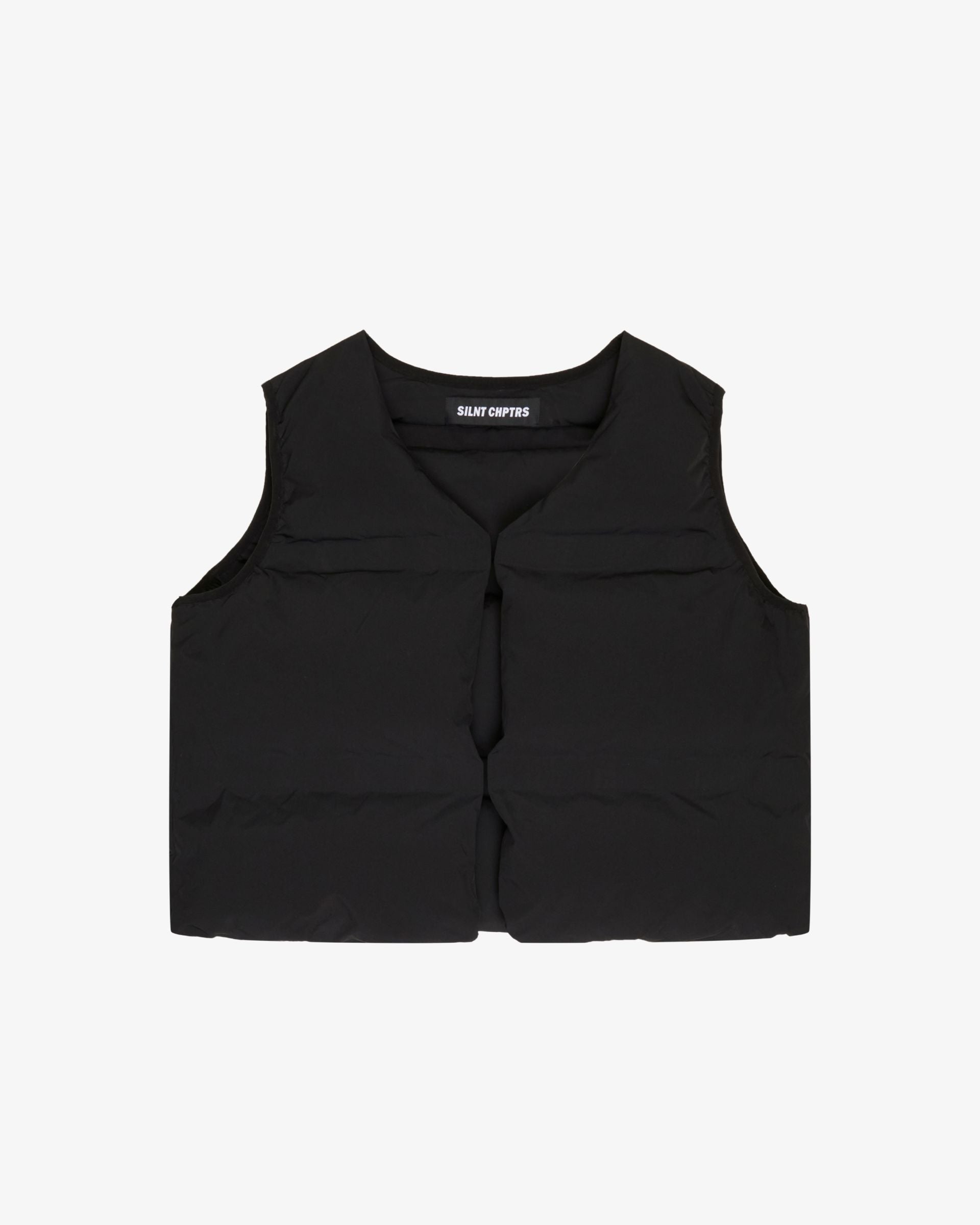 "Trophies" Black Cropped Puffer Vest