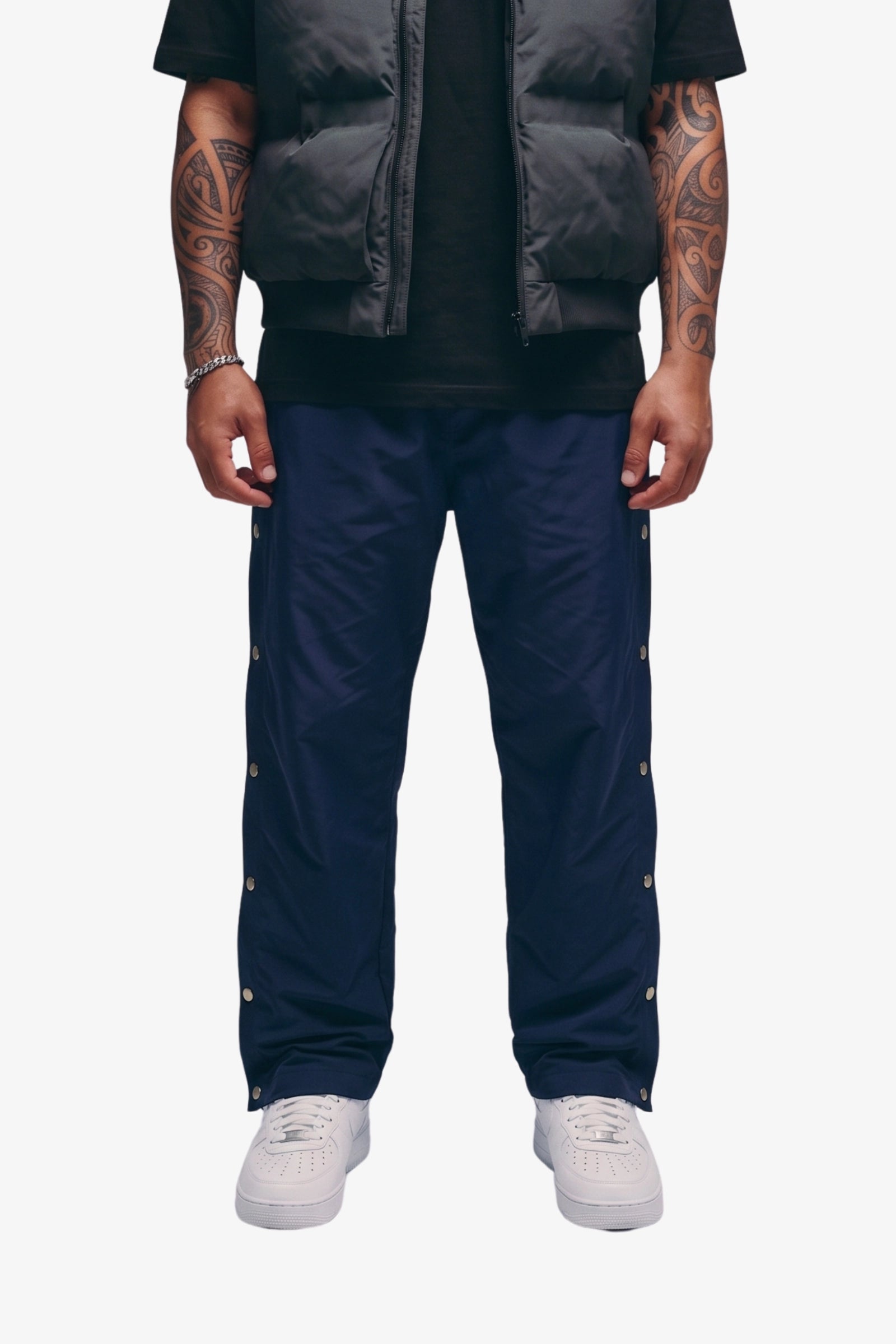 "Phoenix" Nylon Snap Button Pants Navy