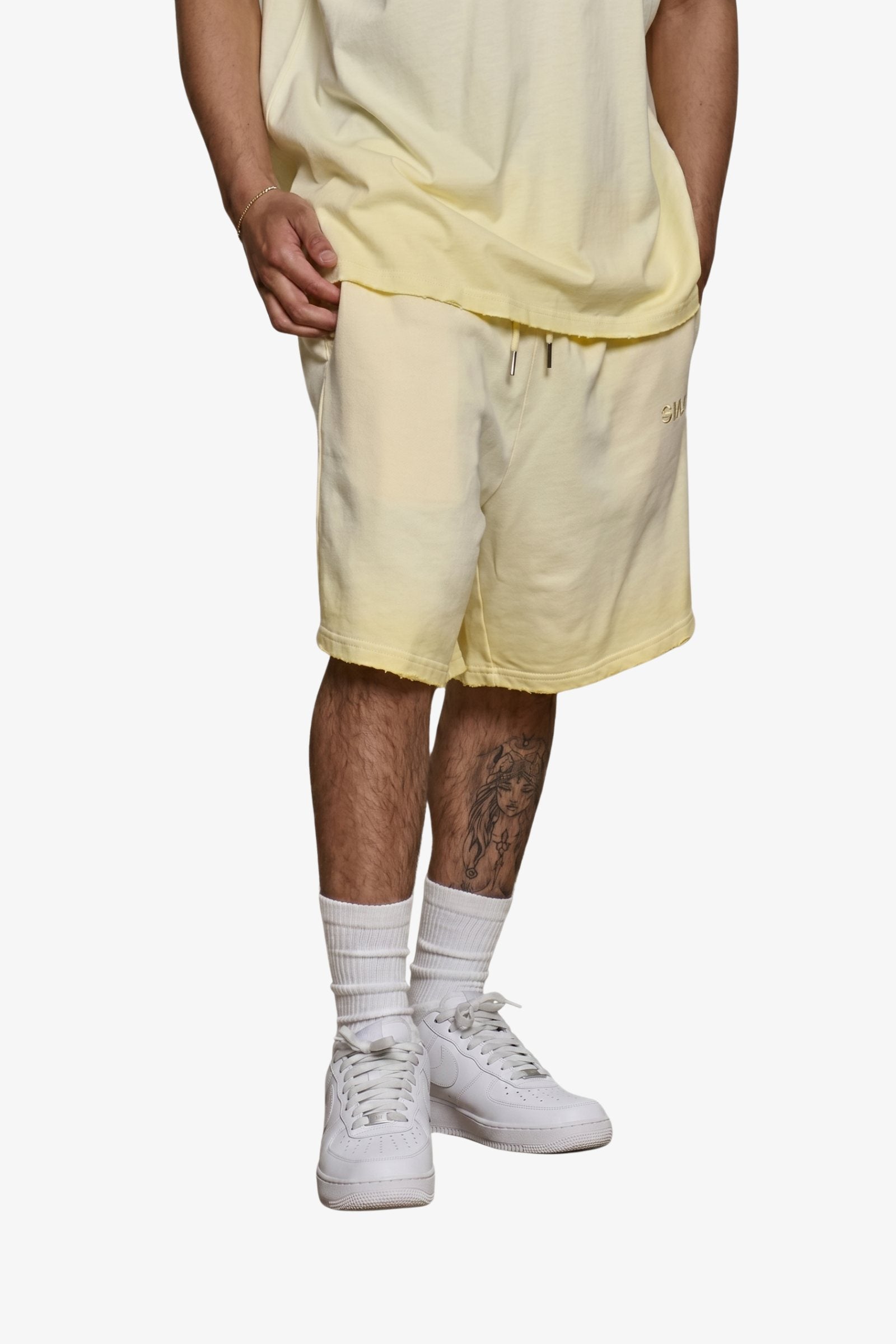 "Faded" Relaxed Shorts - Cream