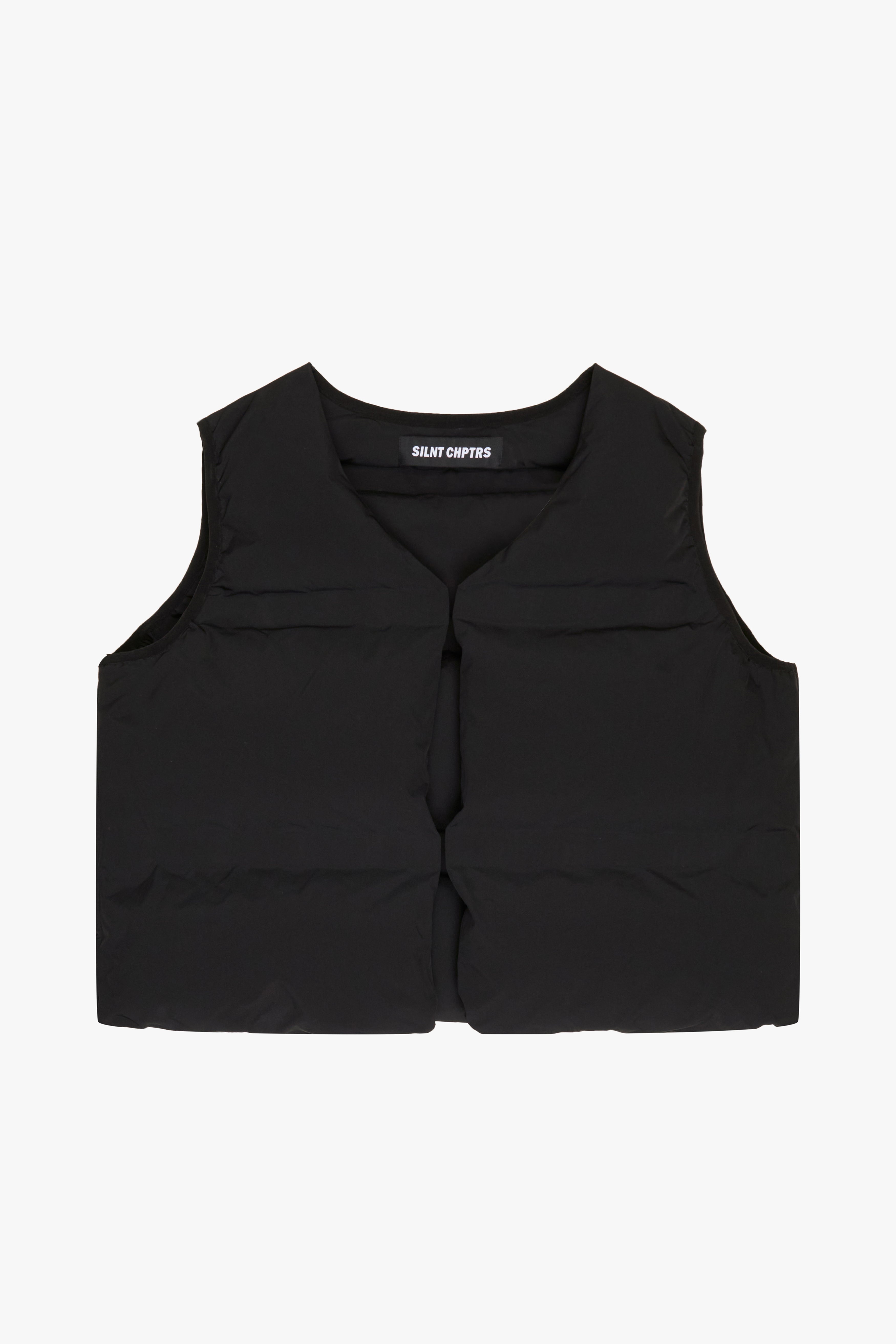 "Trophies" Black Cropped Puffer Vest