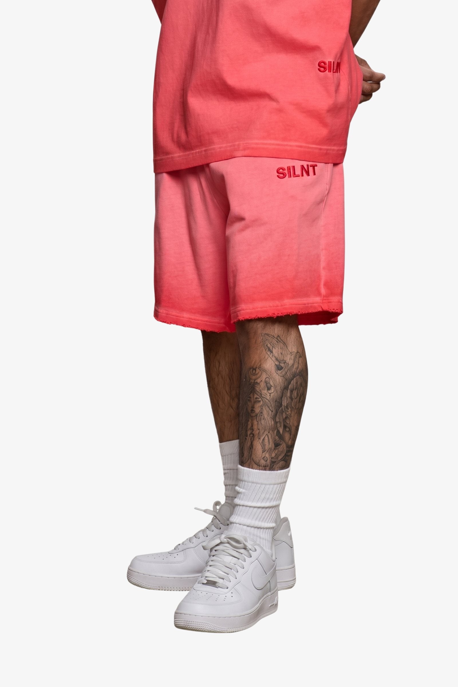 "Faded" Relaxed Shorts - Red