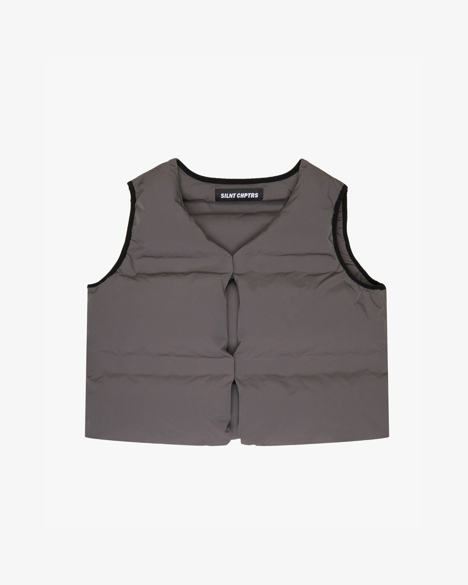 "Trophies" Grey Cropped Puffer Vest