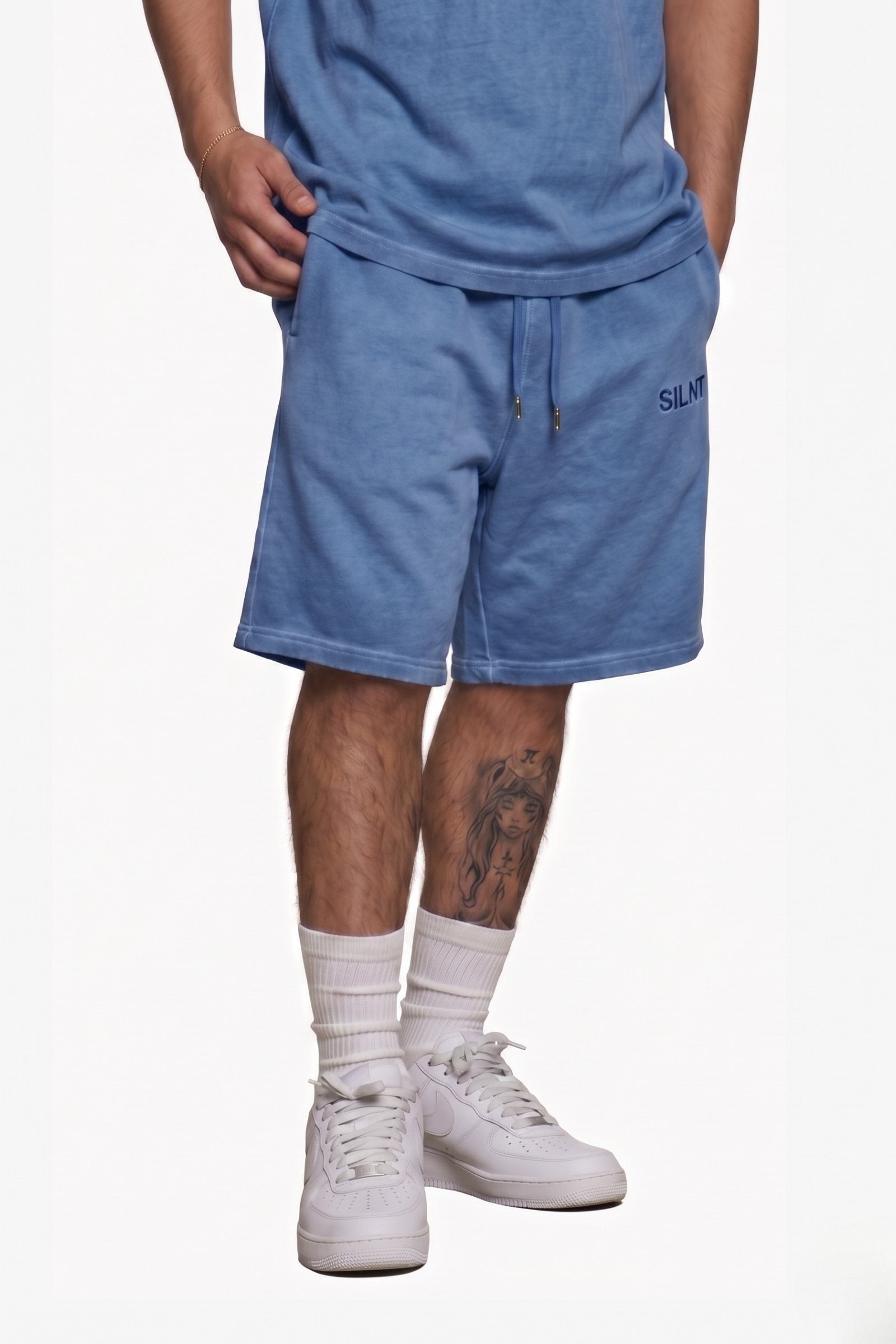 "Faded" Relaxed Shorts - Blue