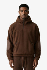 "Sledged" Relaxed Sherpa Hoodie Brown