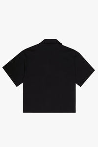 "Santorini" Black Boxy Button Down Short Sleeve