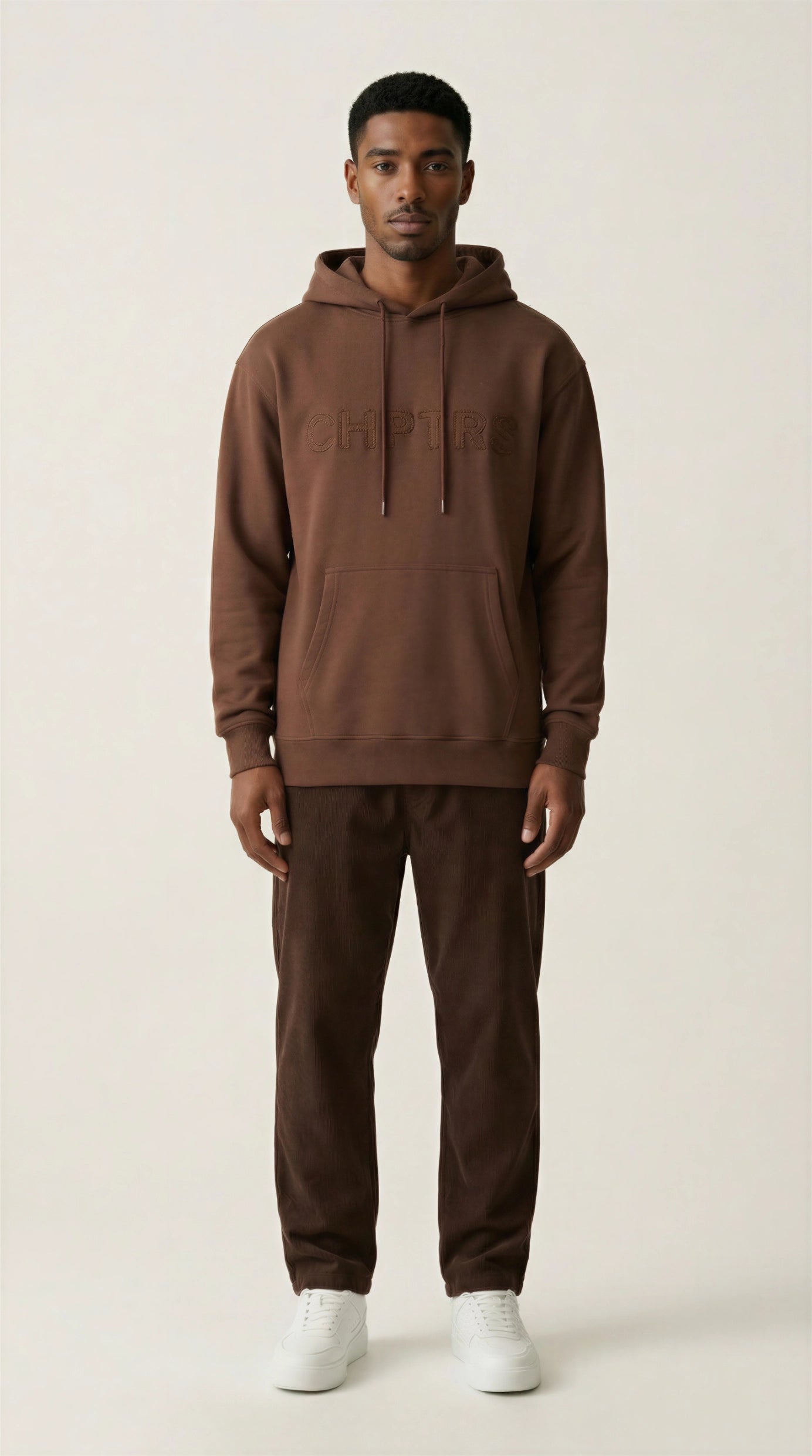 "Grit" Long-Length Pullover Hoodie Brown