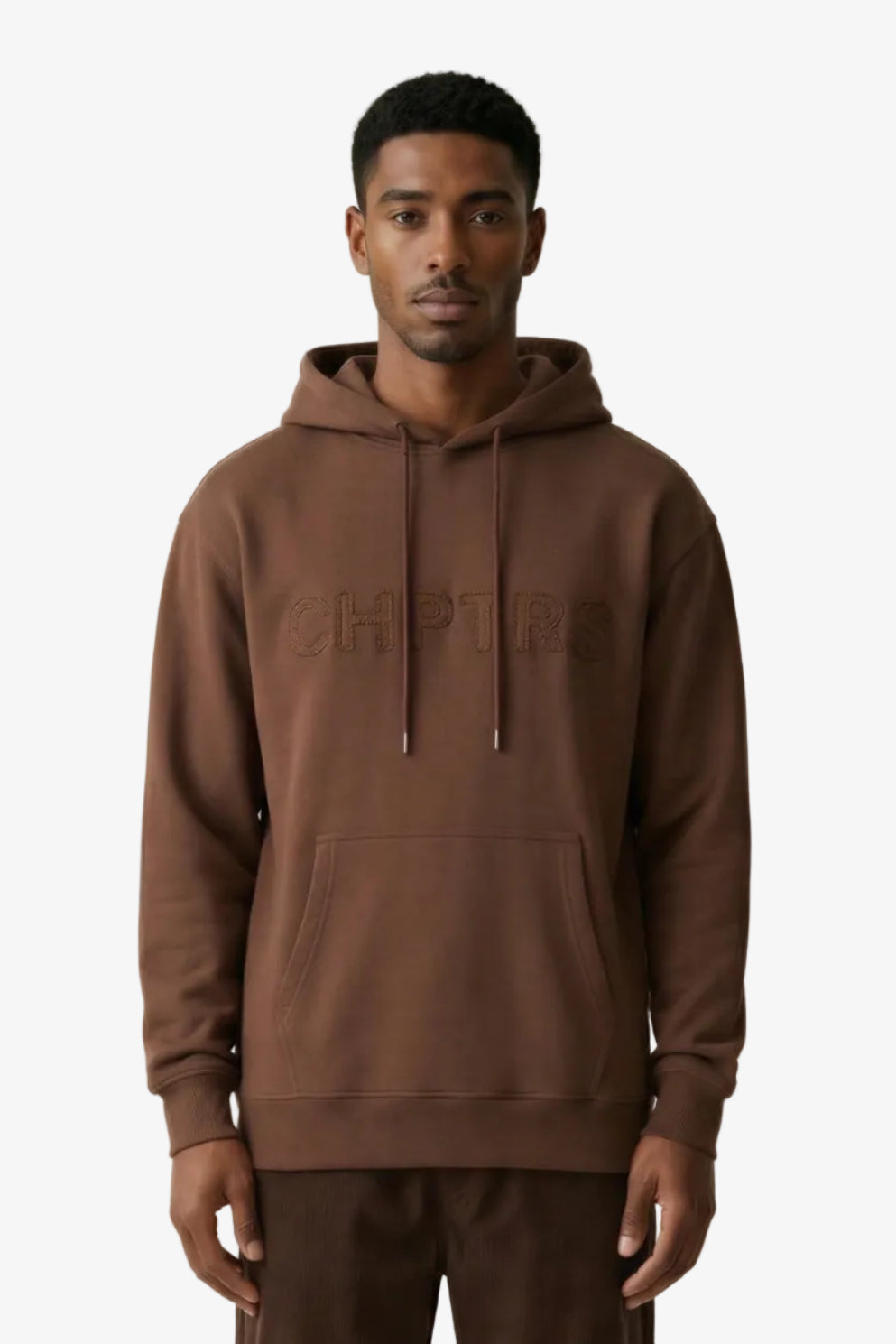"Grit" Long-Length Pullover Hoodie Brown