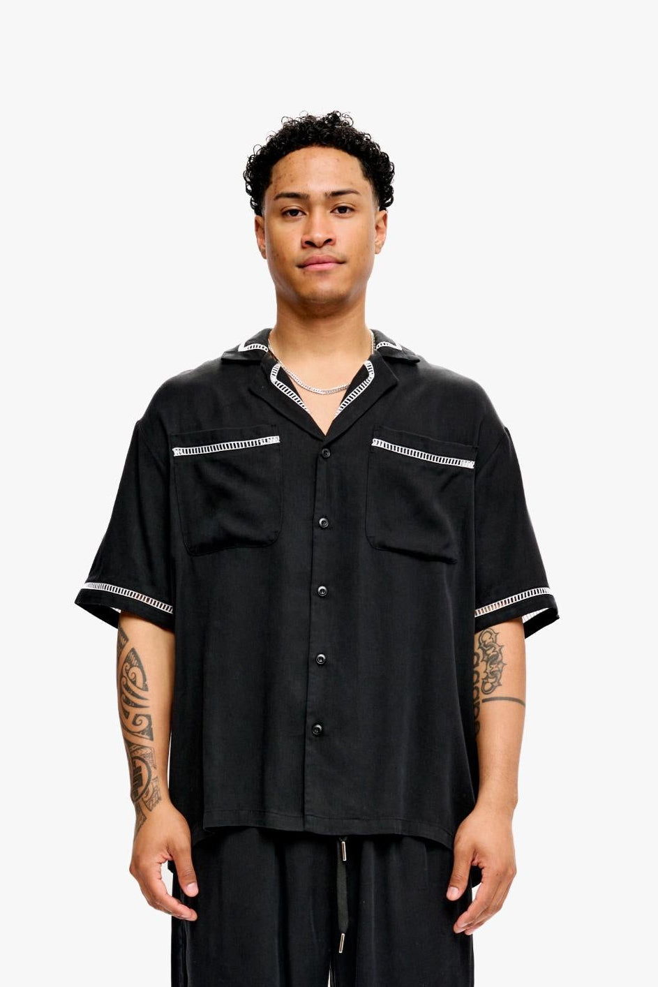 "Vibes" Button Down Shirt Black