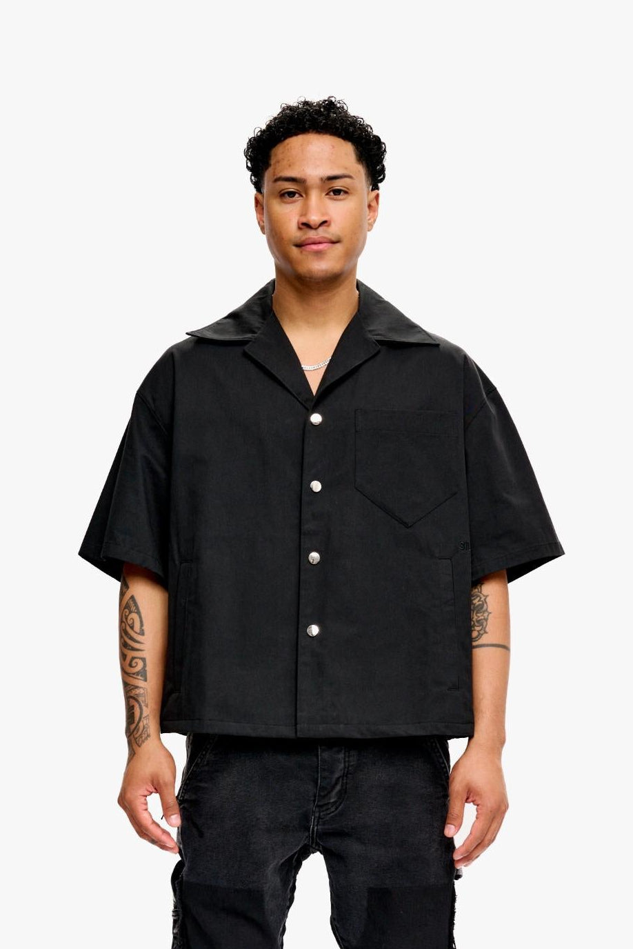 "One Way" Button Down Shirt Black