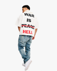 No Peace Button Down - White