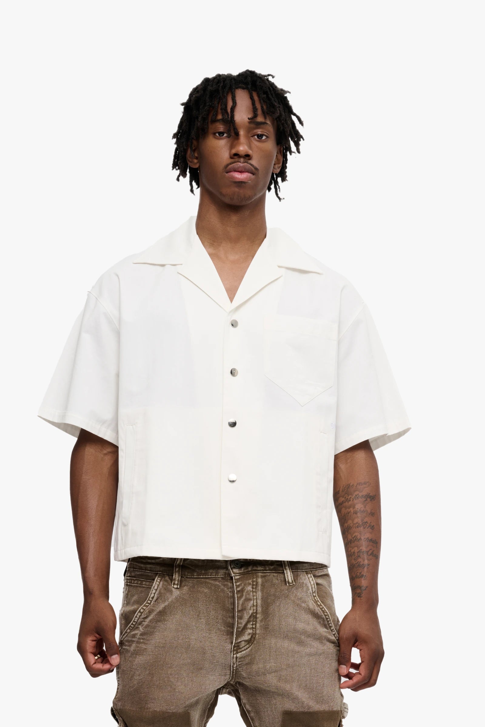 "Meantime" Button Down Shirt White