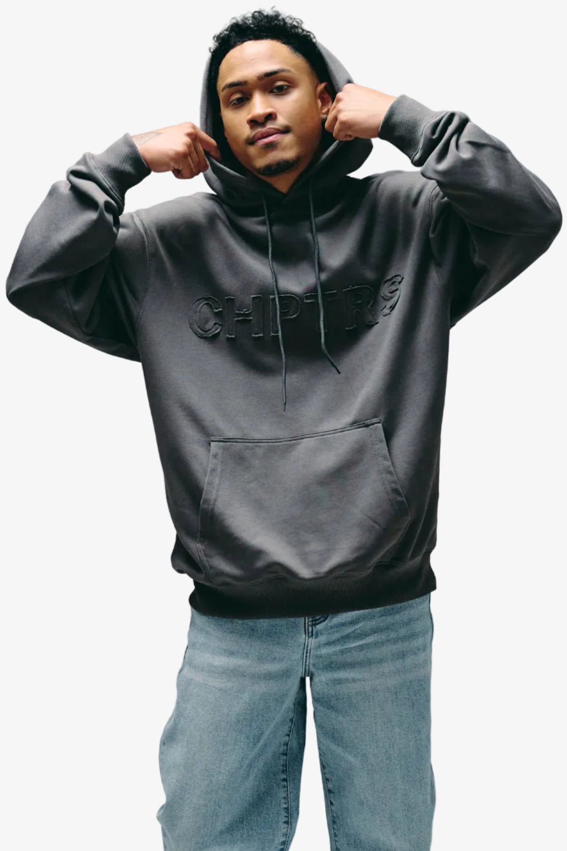 "Grit" Long-Length Pullover Hoodie Grey