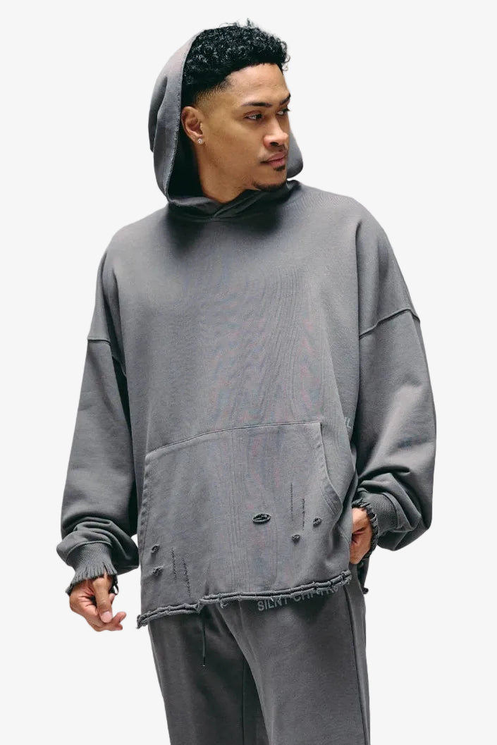"Purpose" Grey Distressed Hoodie