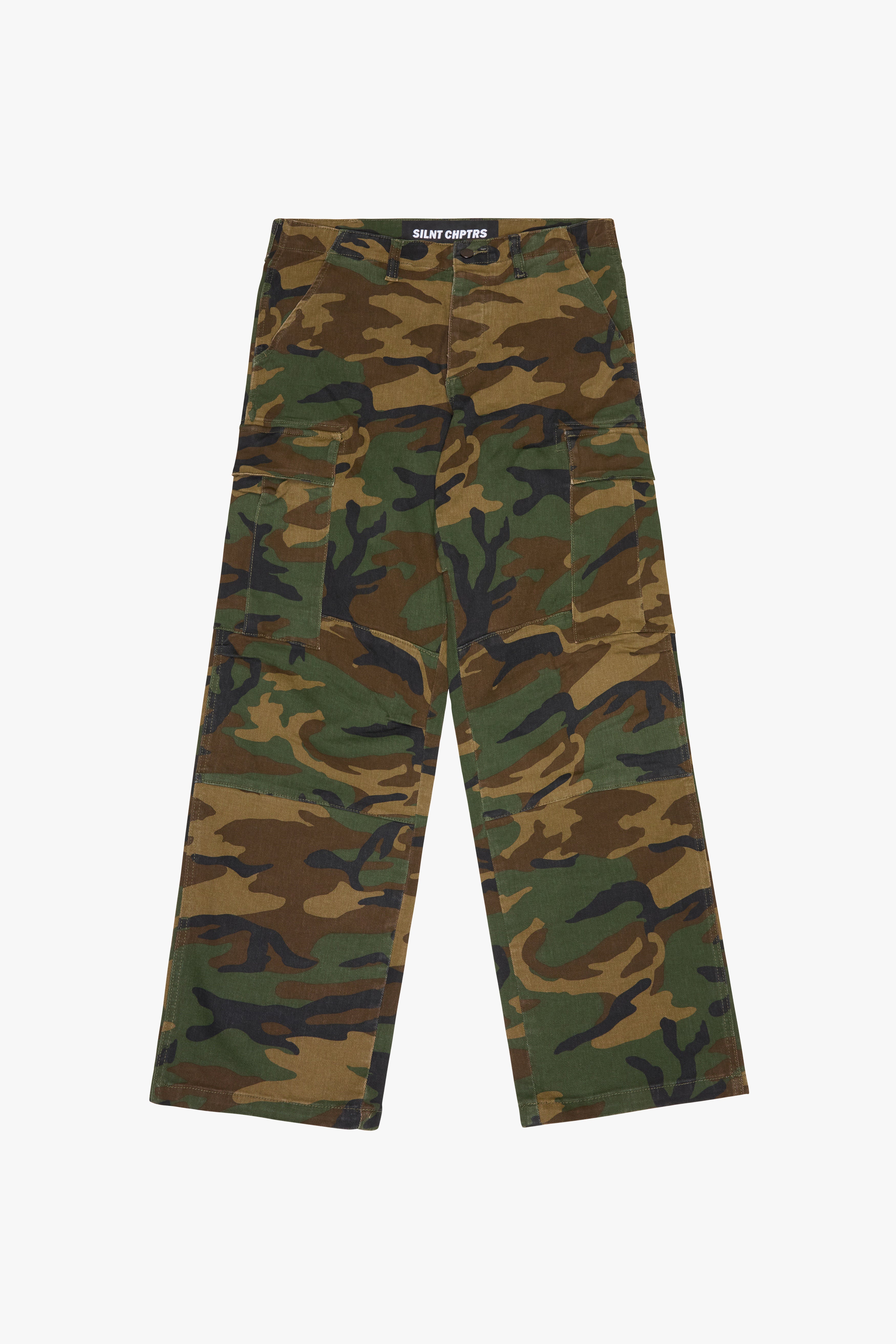 "No Man's Land" Camo Cargo Pants Foliage Green