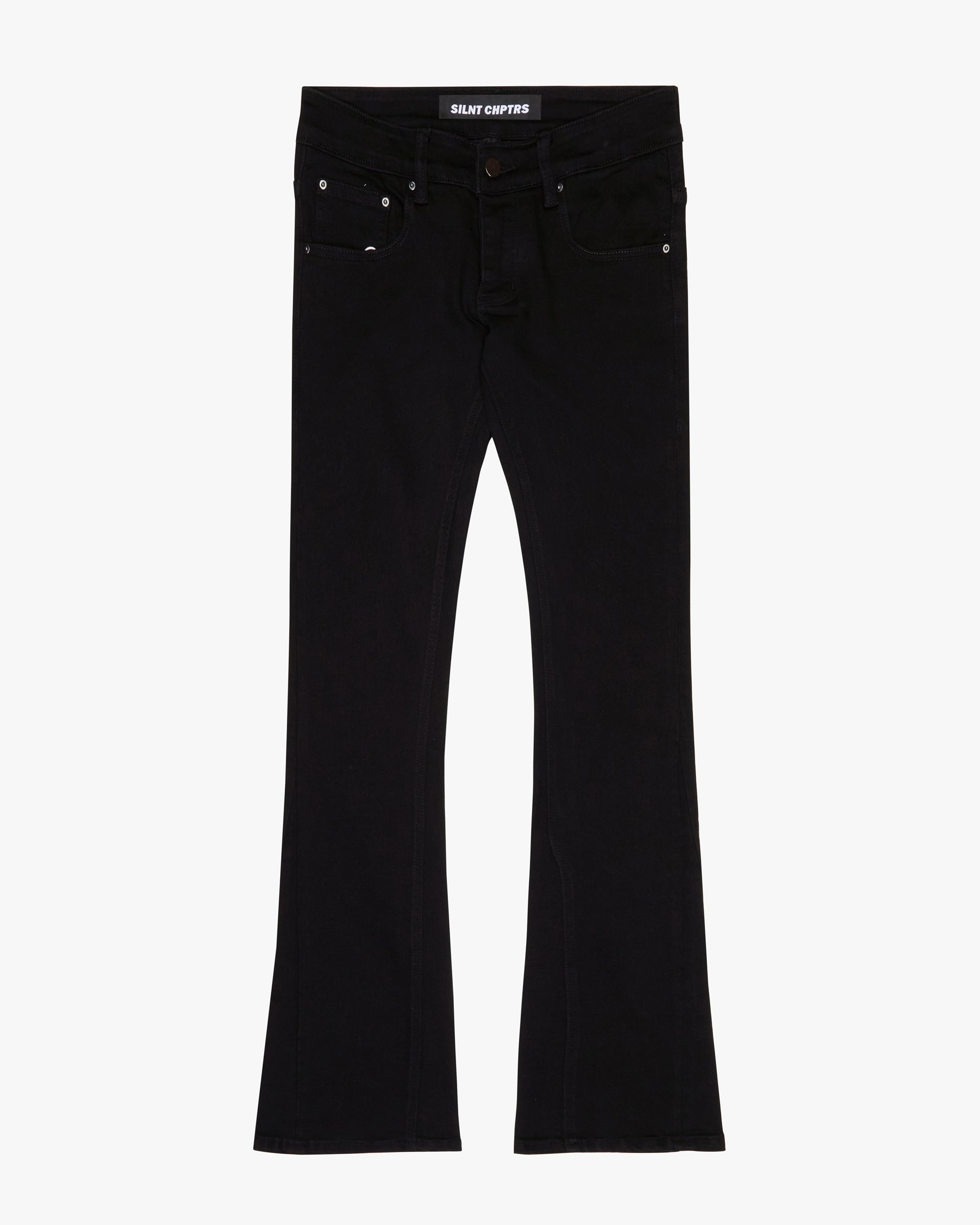 "Essence" Jet Black Stacked Bootcut Jeans