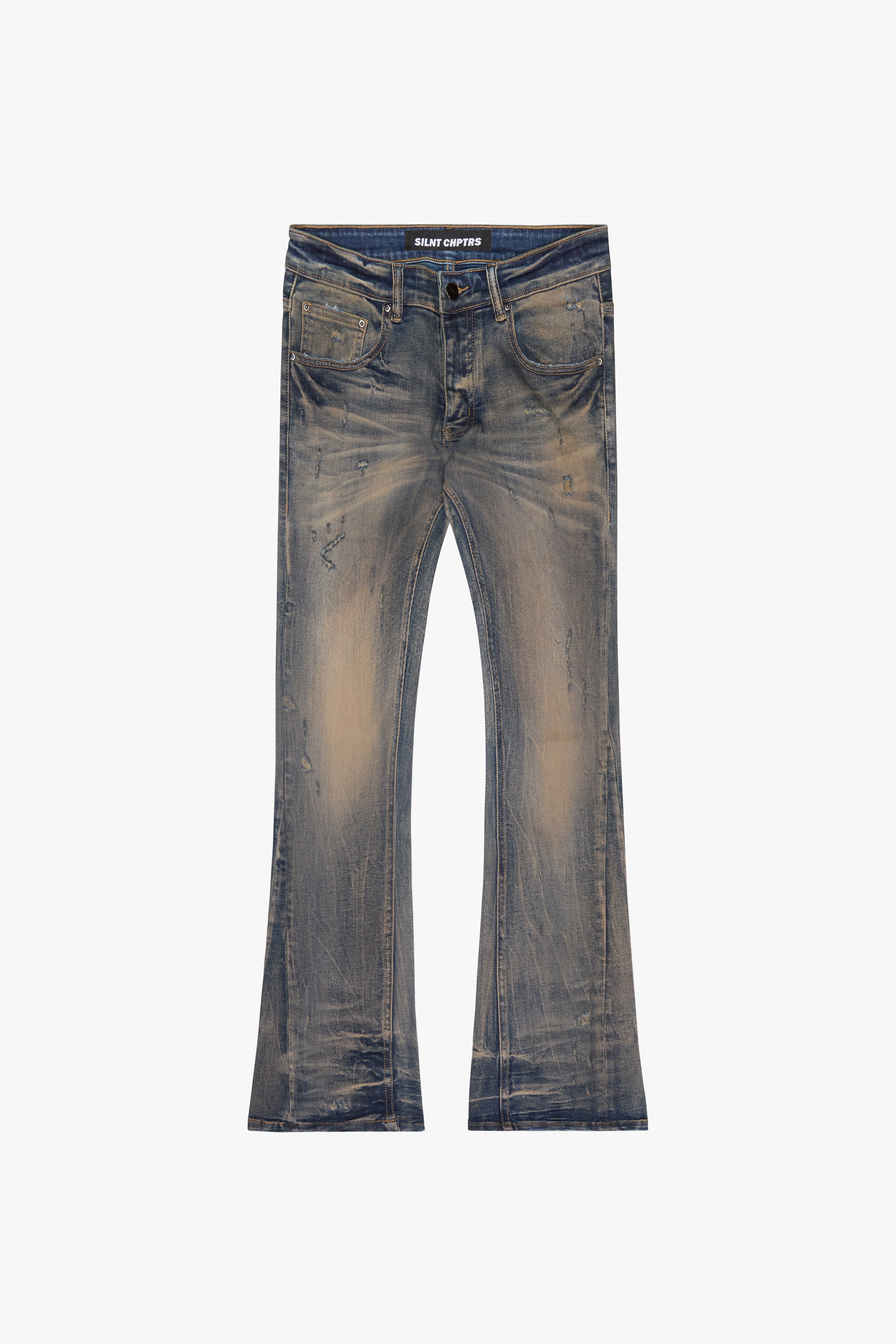 "Avenue" Vintage Wash Stacked Flare Jeans