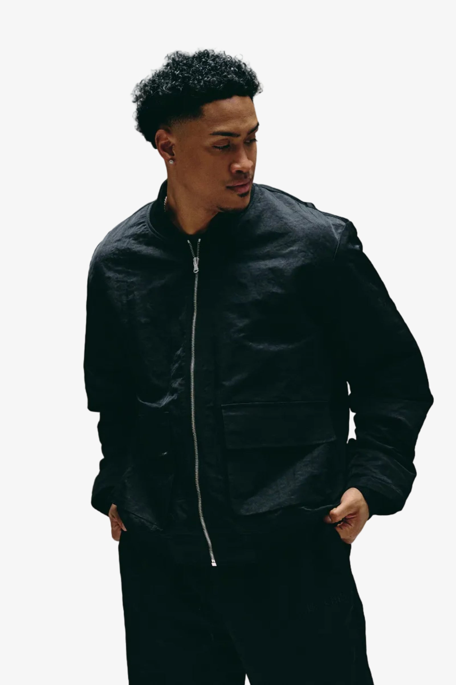 "Coach" Nylon Bomber Jacket Black