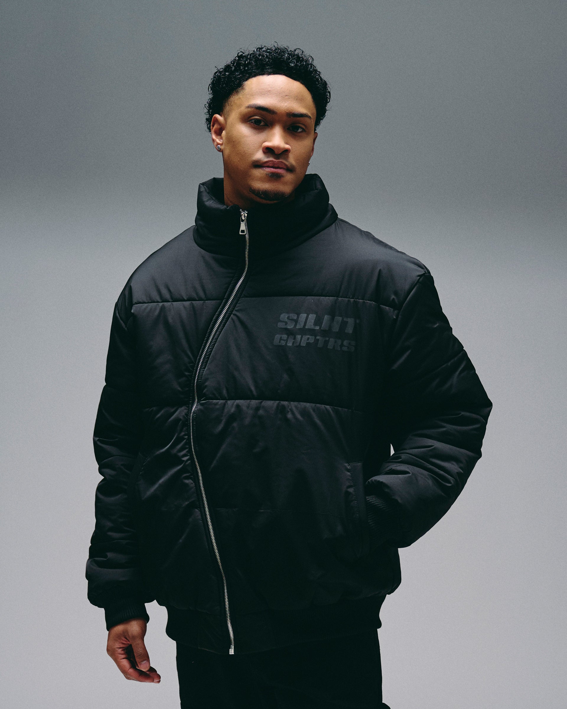 "Irregular" Black Asymmetrical Puffer Jacket