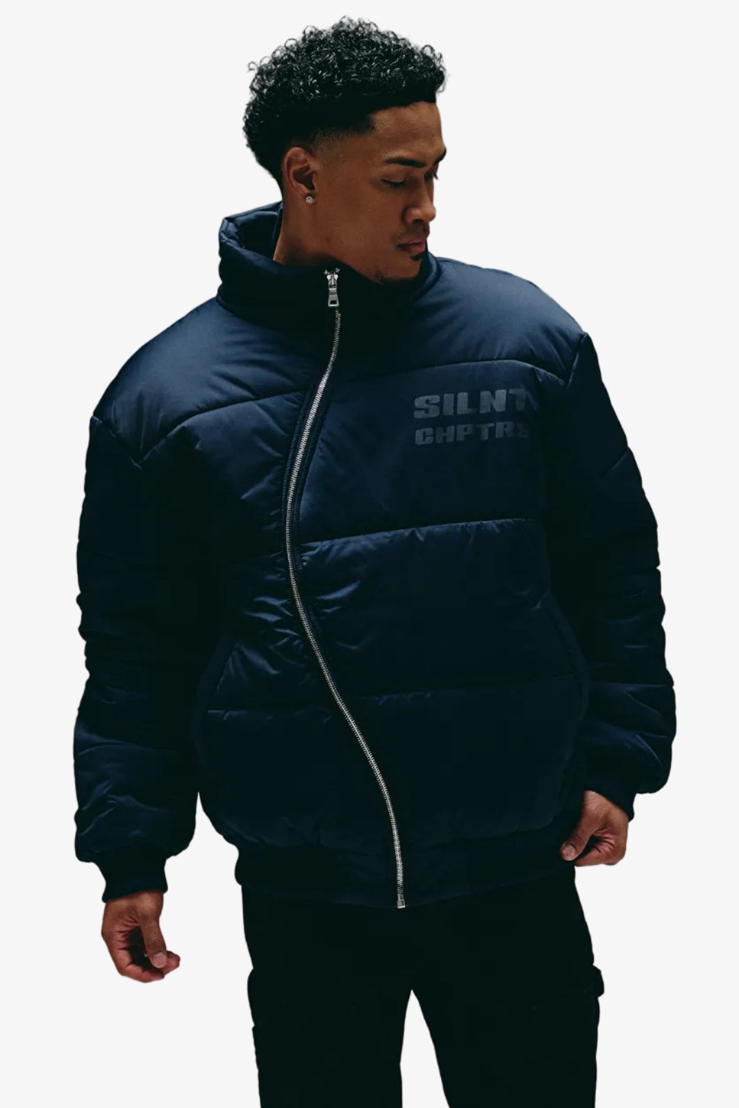 "Irregular" Asymmetrical Puffer Jacket Navy