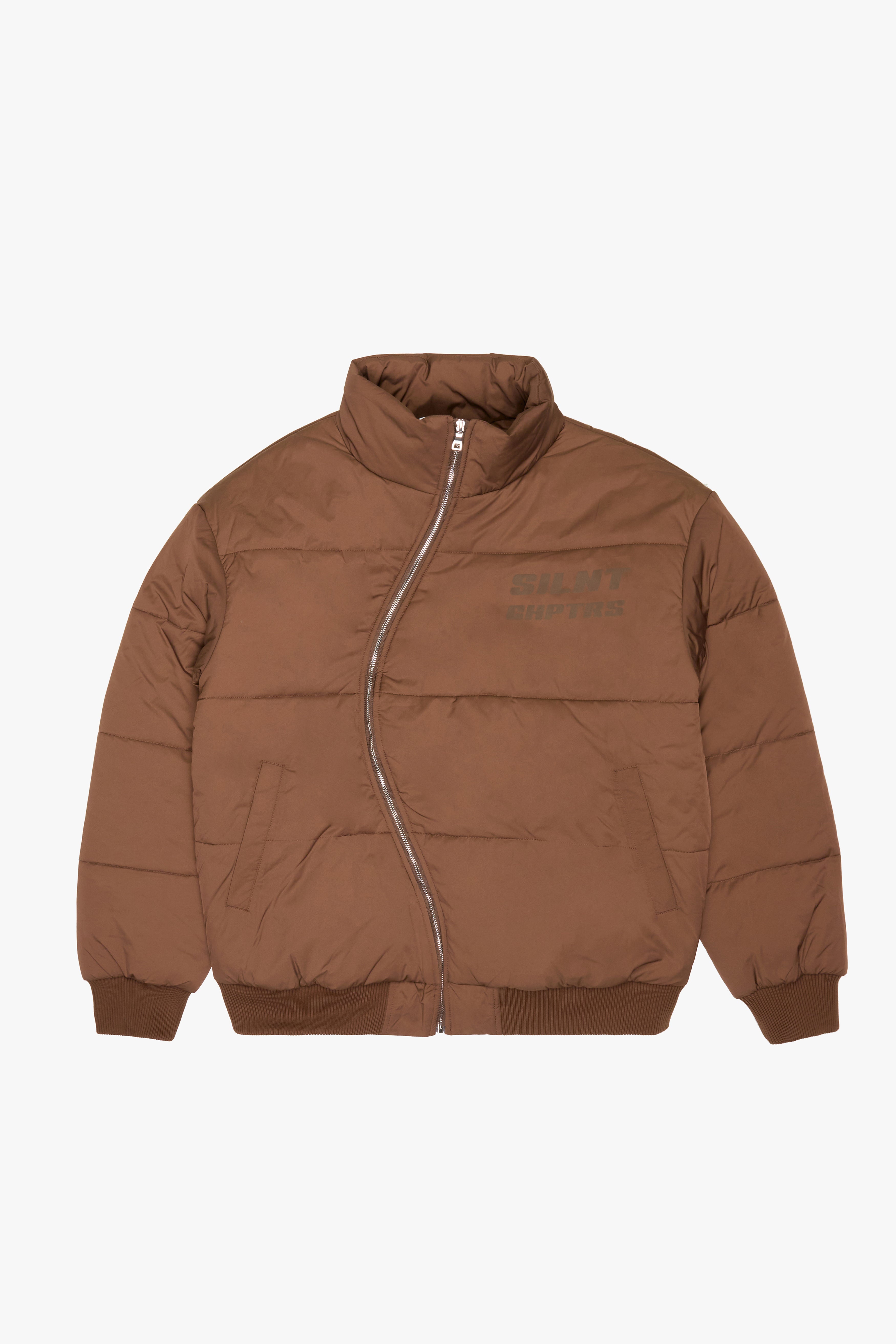 "Irregular" Brown Asymmetrical Puffer Jacket