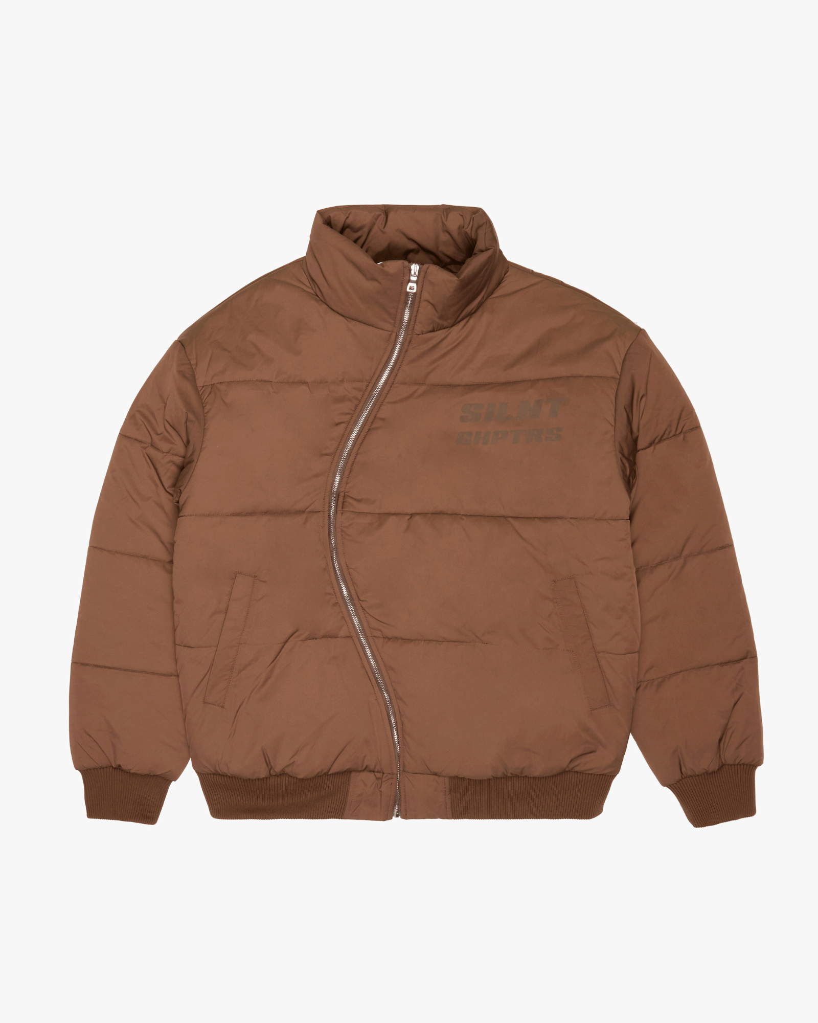 "Irregular" Brown Asymmetrical Puffer Jacket