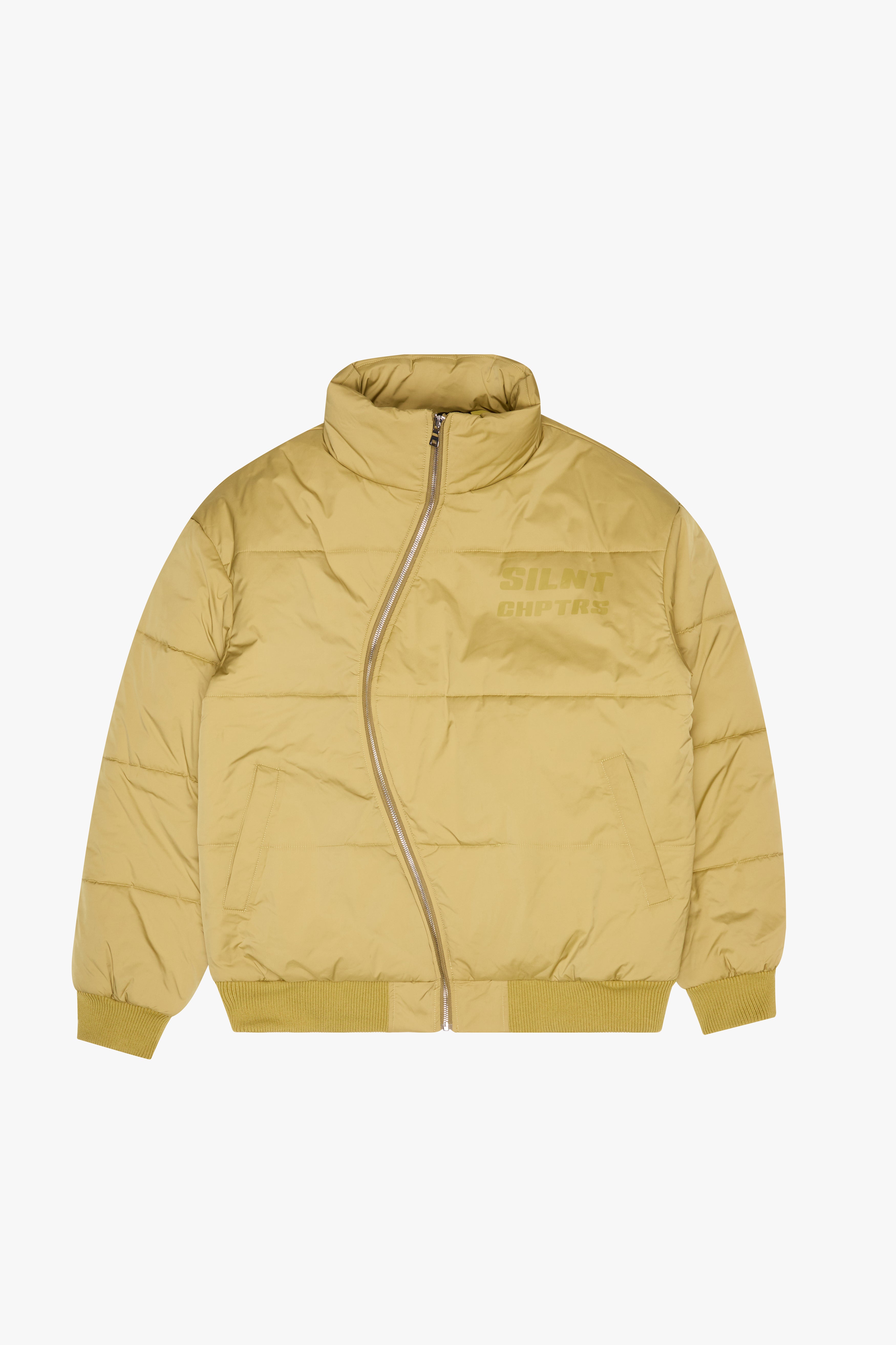 "Irregular" Olive Asymmetrical Puffer Jacket