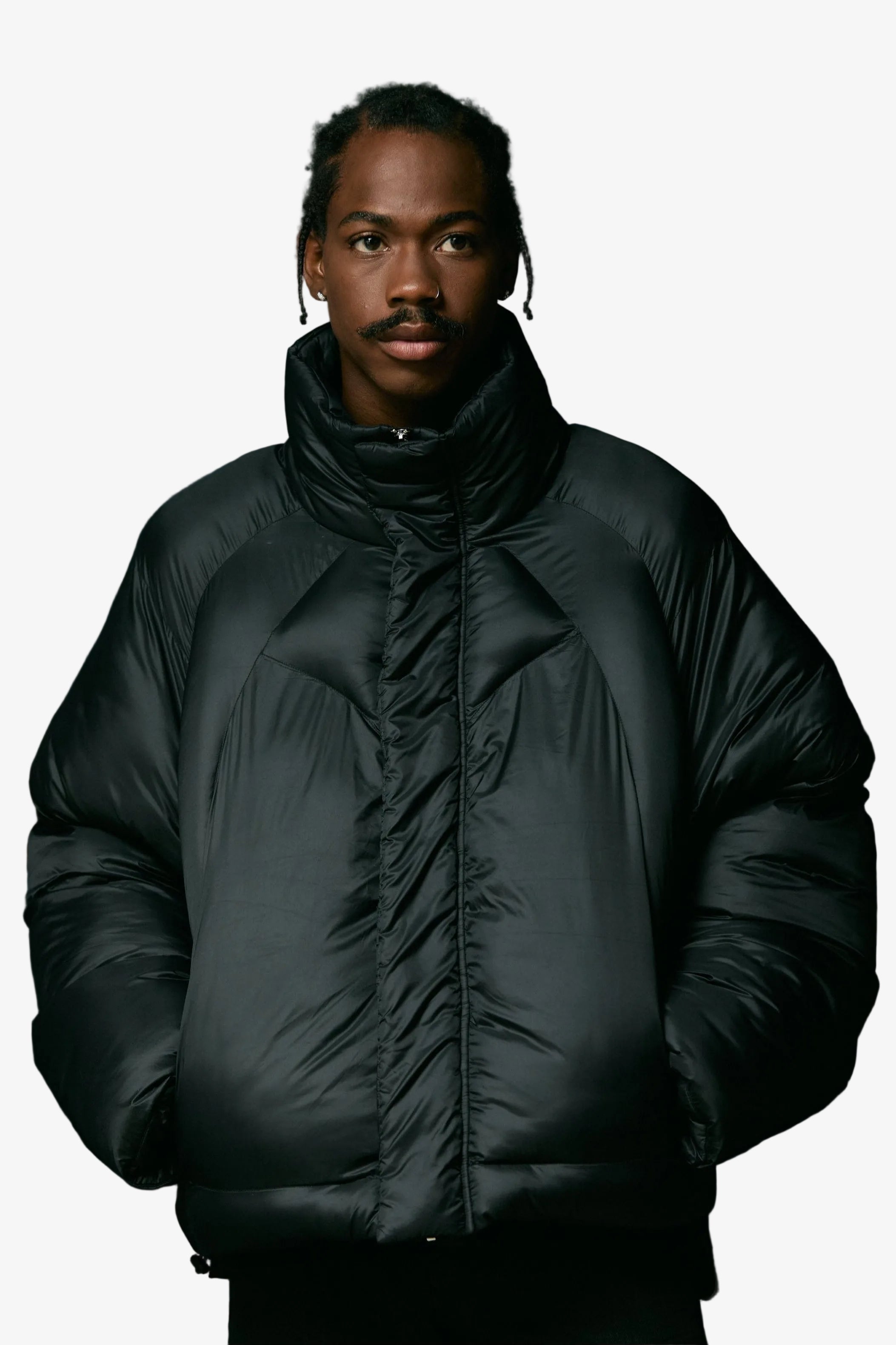 "Runner" Black Cropped Puffer Jacket