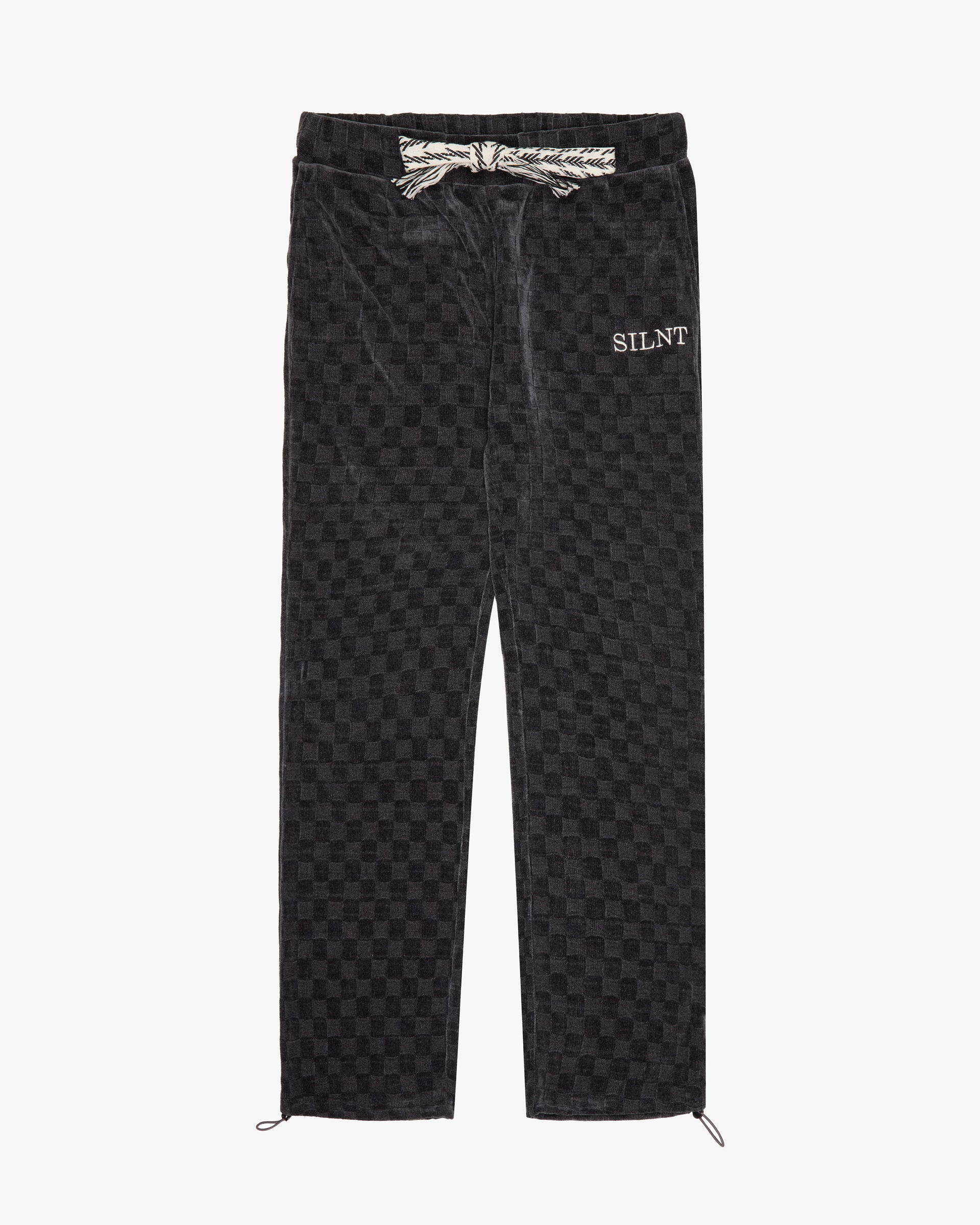 "Checkmate" Grey Velvet Joggers