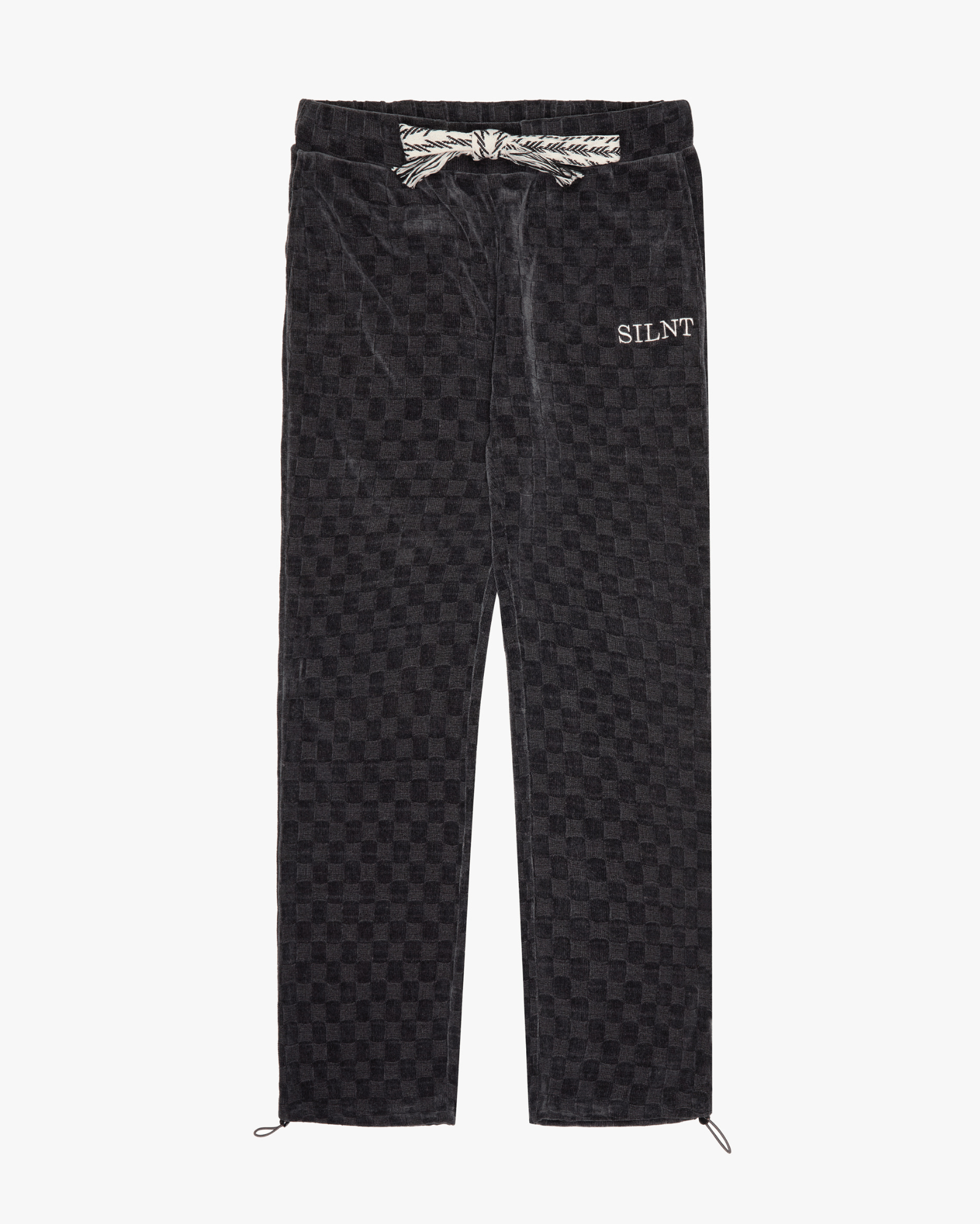 "Checkmate" Grey Velvet Joggers