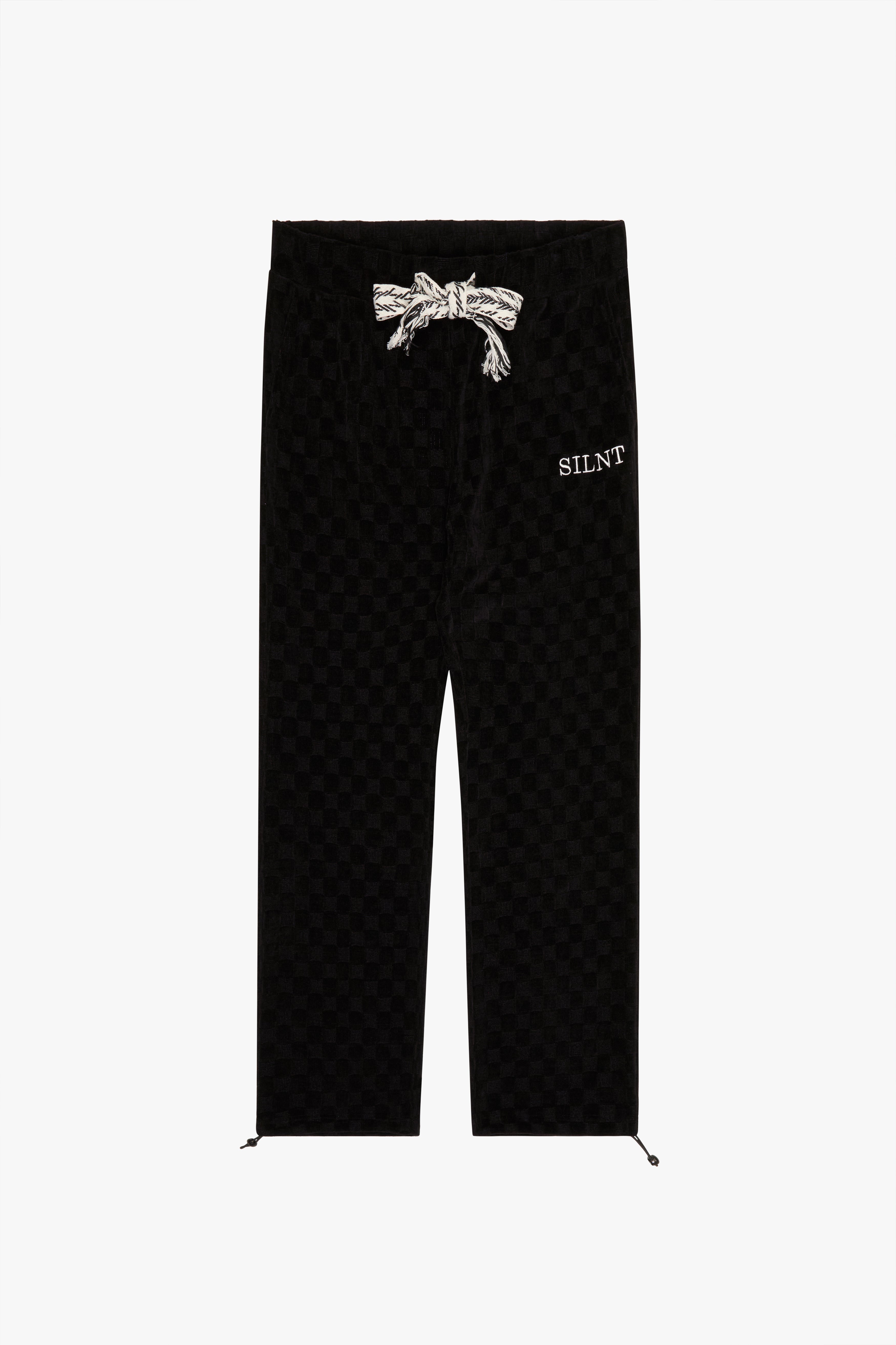 "Checkmate" Black Velvet Joggers