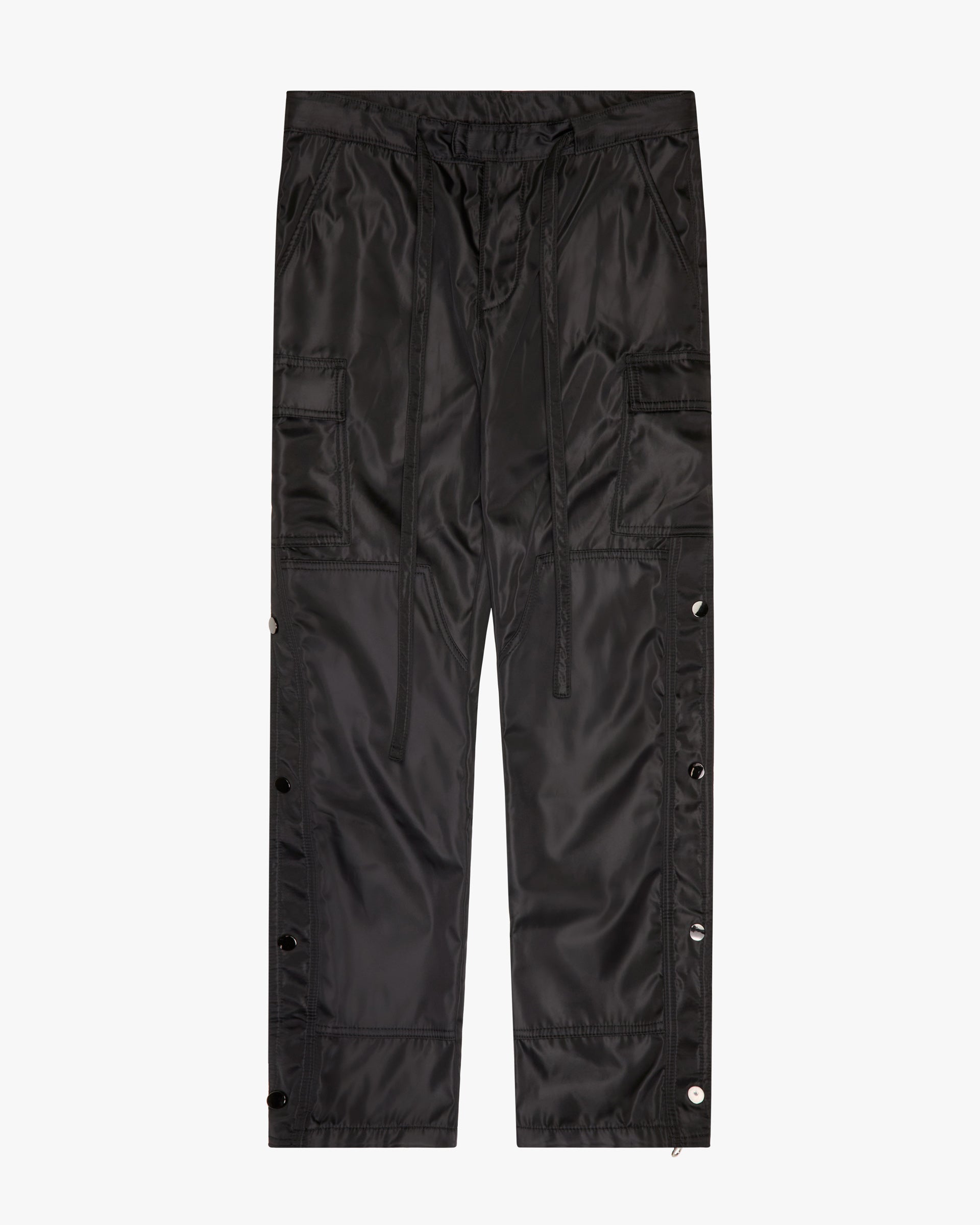 "Knight" Black Snap Button Cargo Pants
