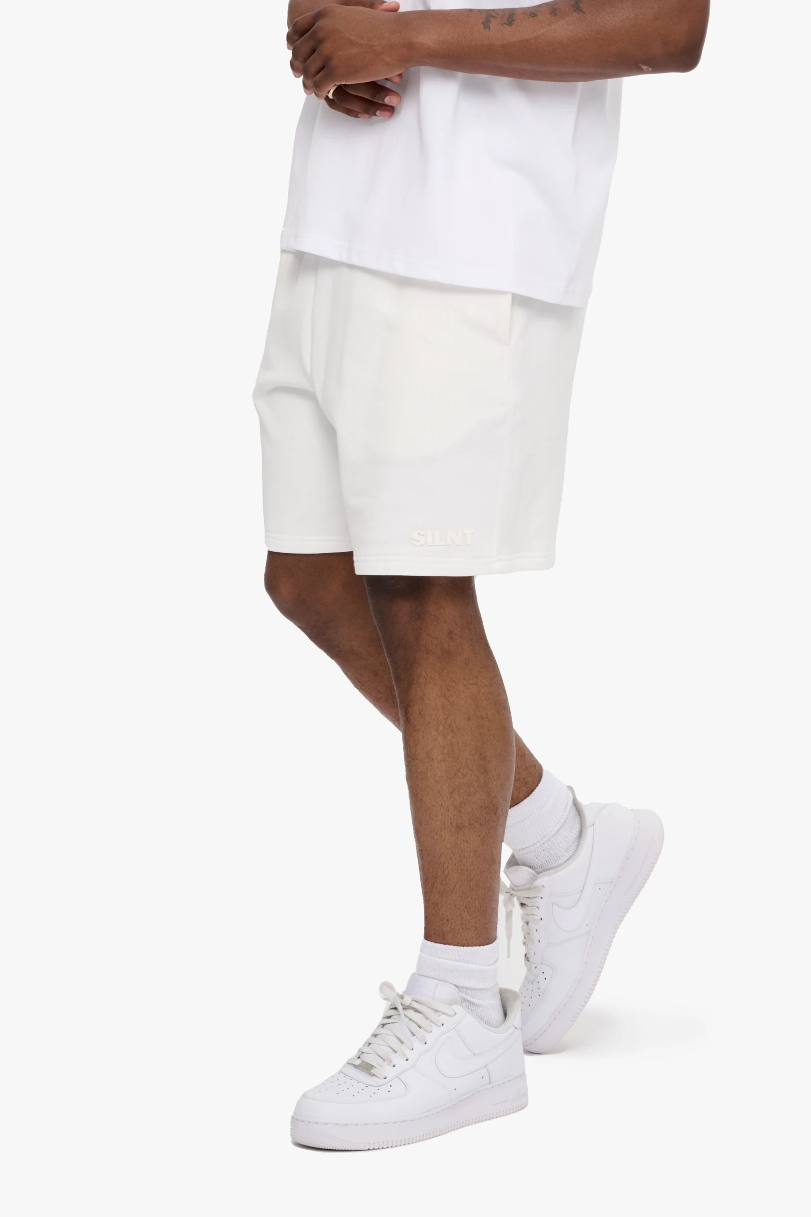 "Shush" Relaxed Shorts White