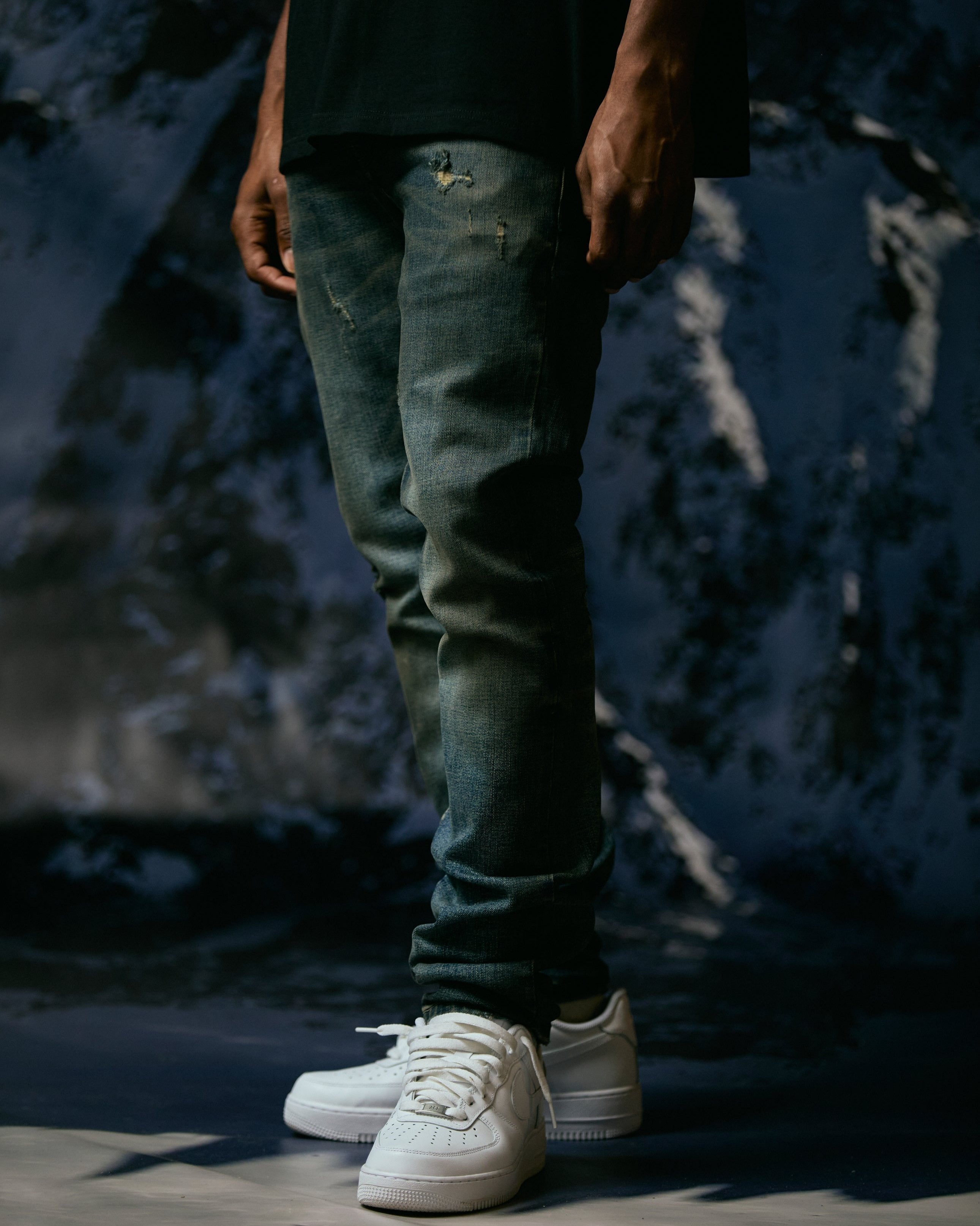 "Expansion" Blue Washed Skinny Jeans