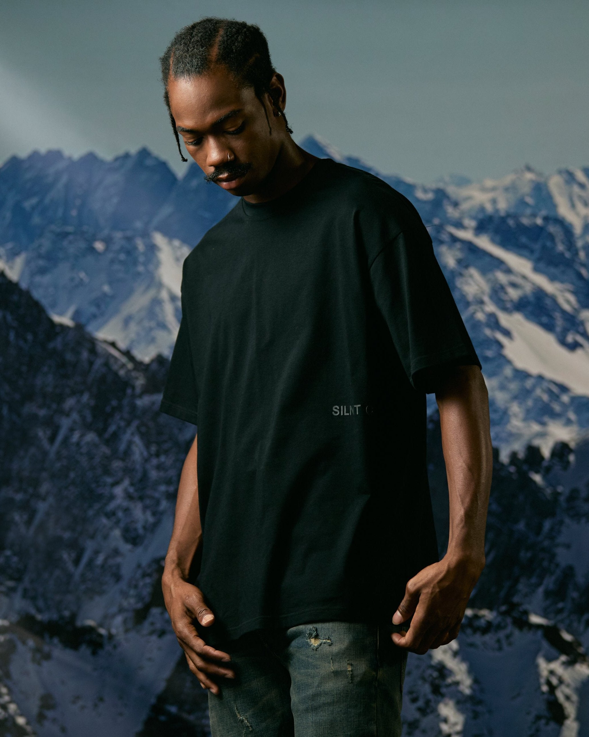 "Vital" Black Oversized Crewneck Tee