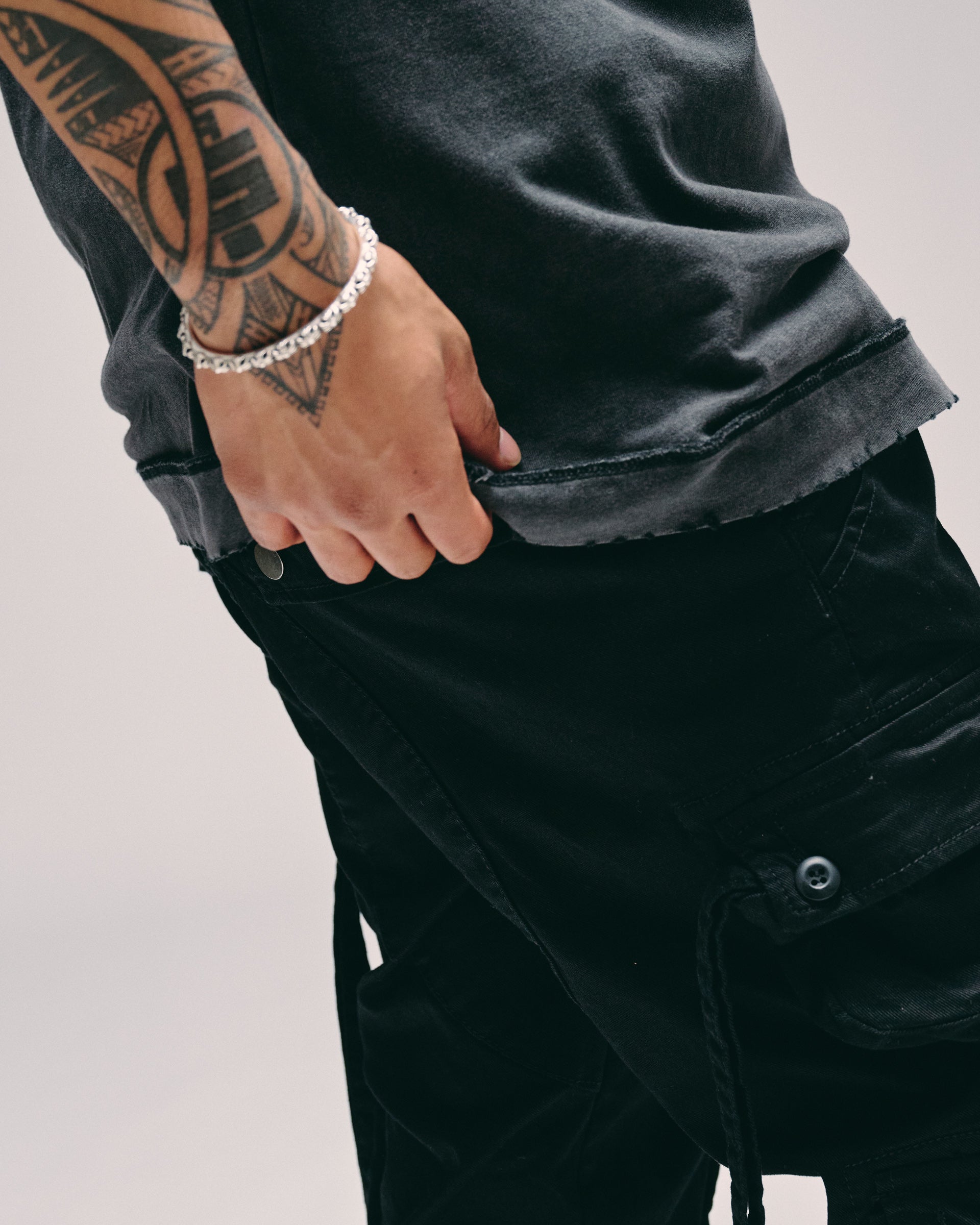 "Dual" Black Skinny Cargo Pants