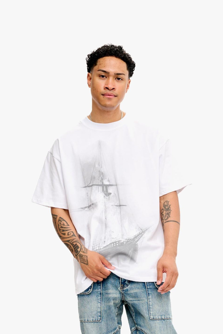 "Tariq" Oversized Graphic Tee White