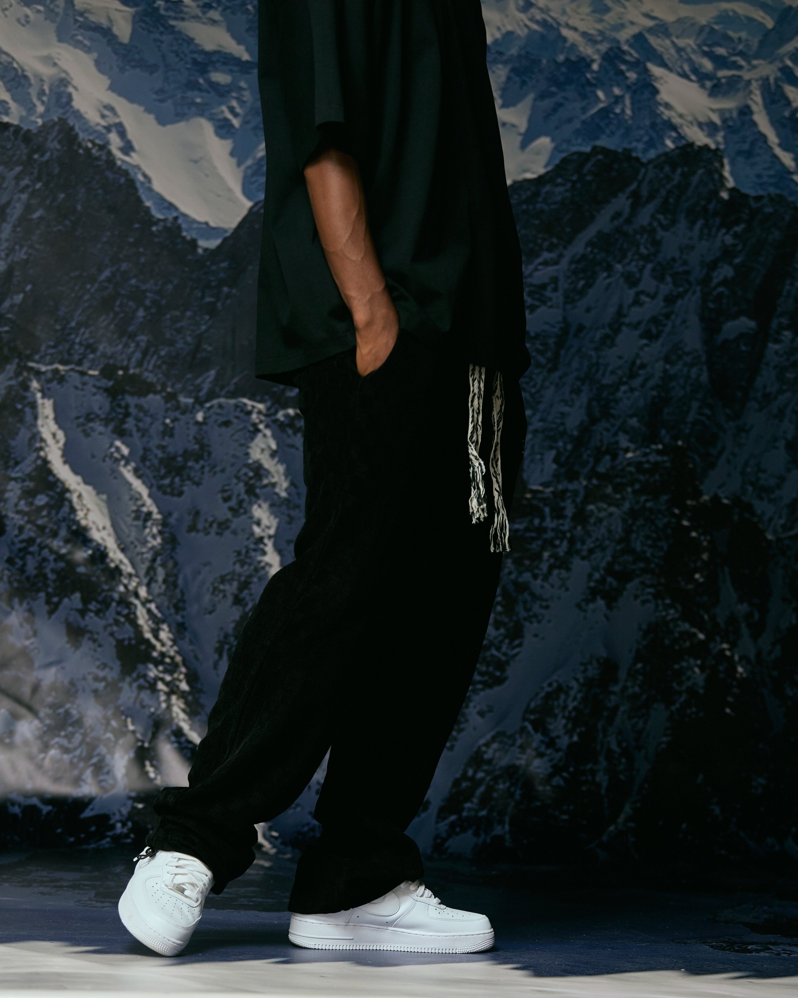 "Checkmate" Black Velvet Joggers