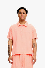 "Relevant" Woven Polo Shirt Rose Collar