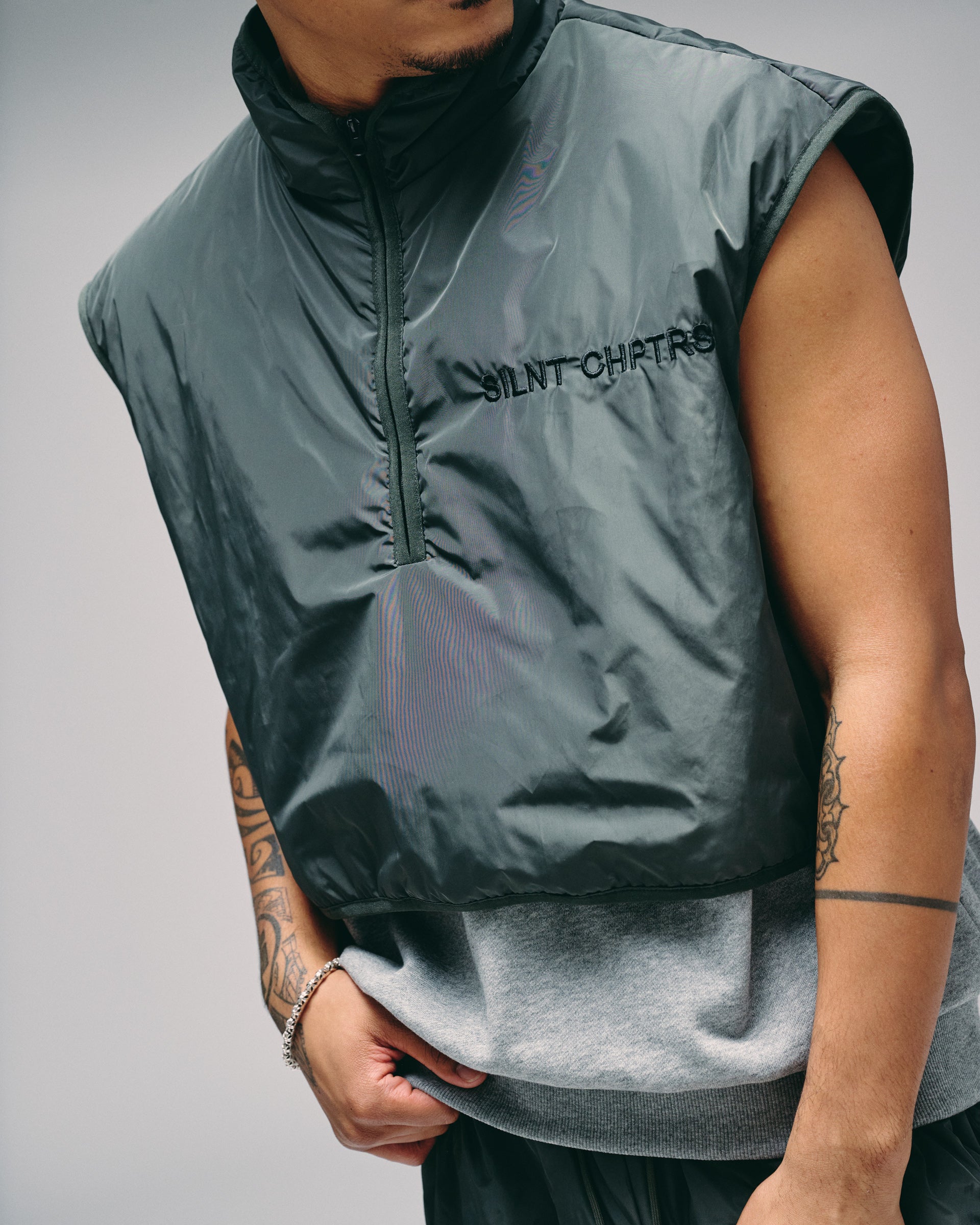 "Aviator" Grey Layered Vest