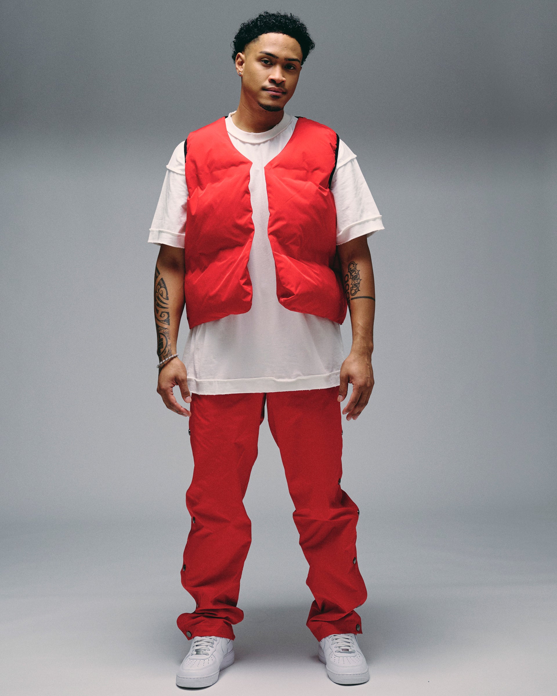 "Trophies" Red Cropped Puffer Vest