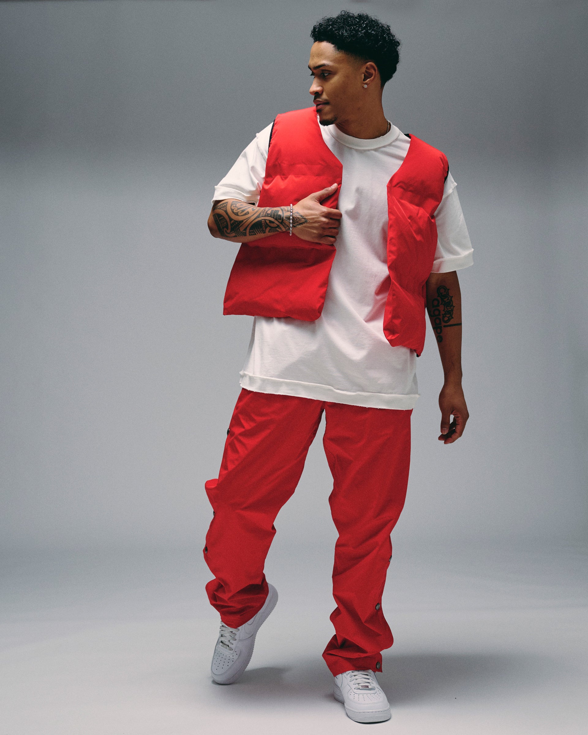 "Phoenix" Red Snap Button Pants