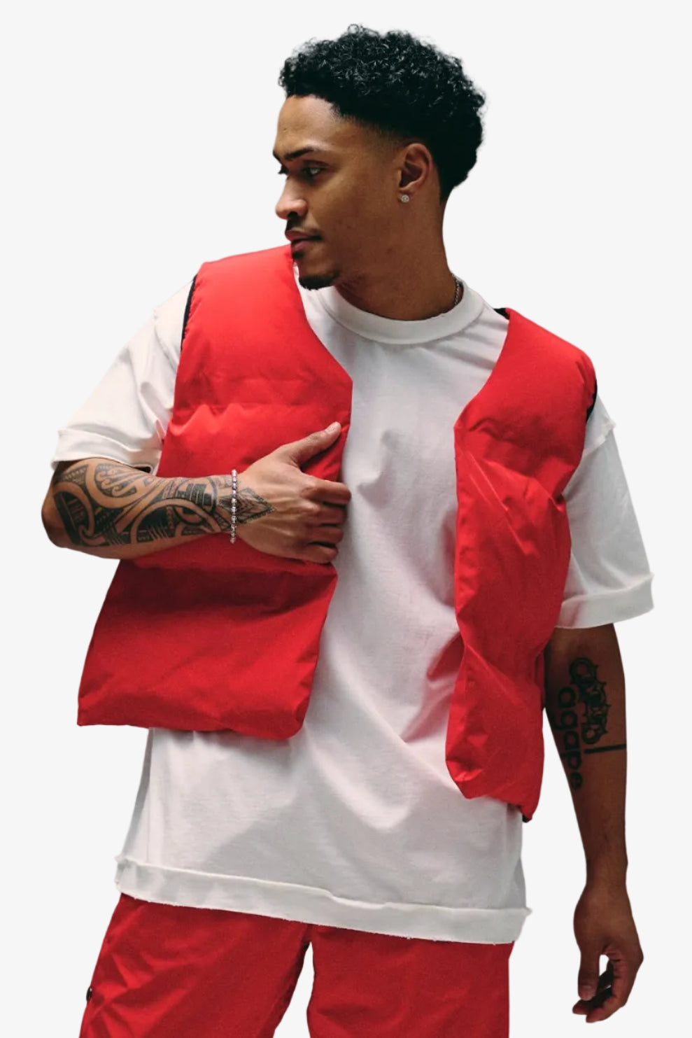 "Trophies" Cropped Puffer Vest Red