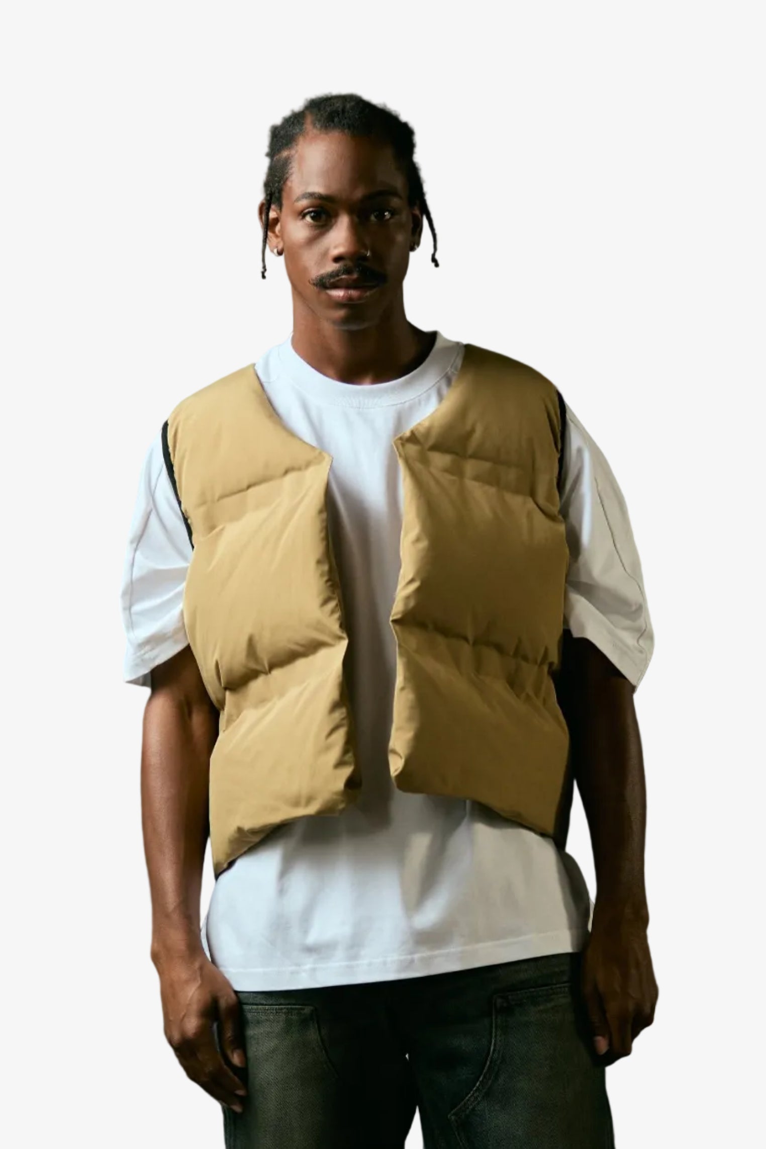 "Trophies" Cropped Puffer Vest Khaki