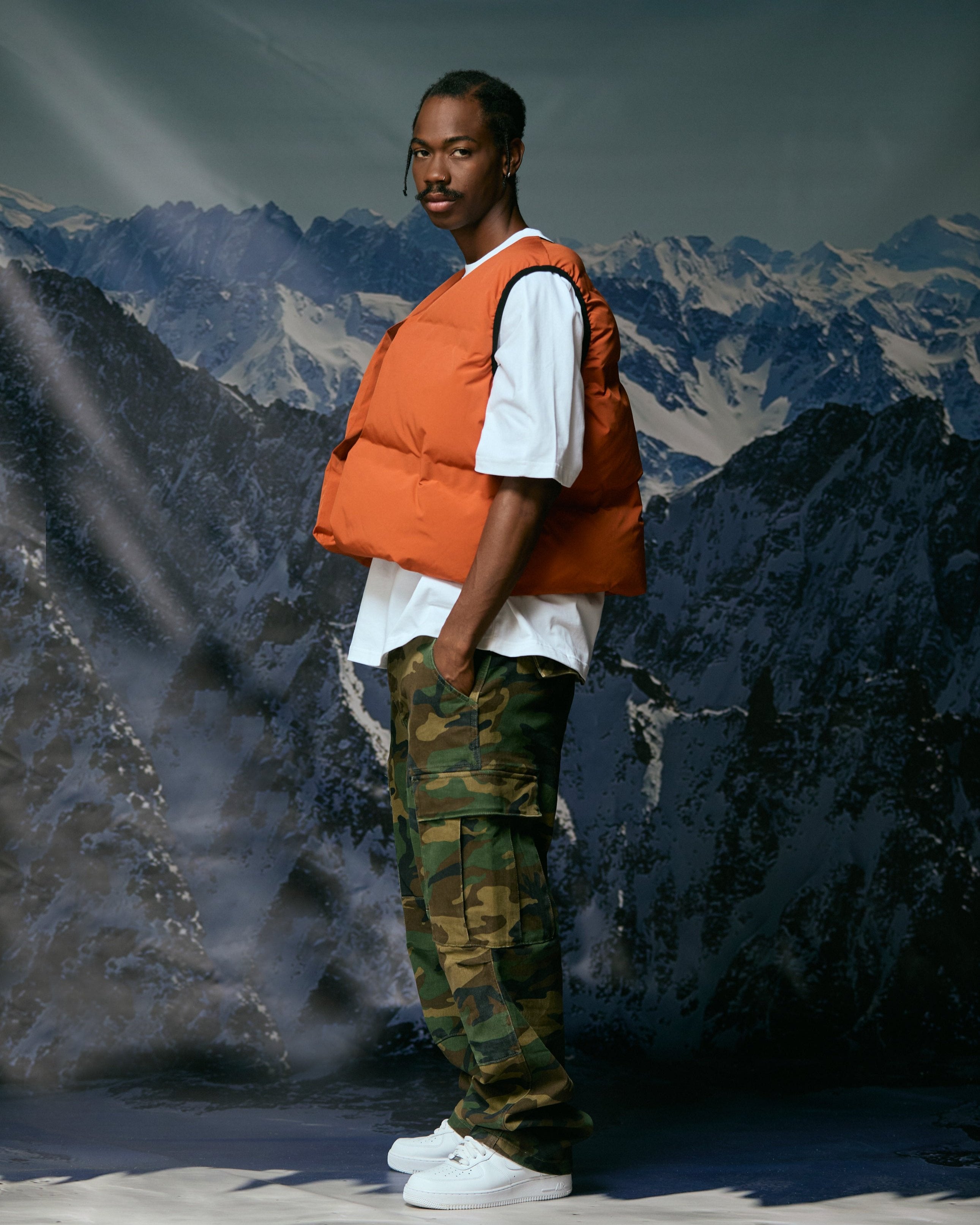 "Trophies" Orange Cropped Puffer Vest