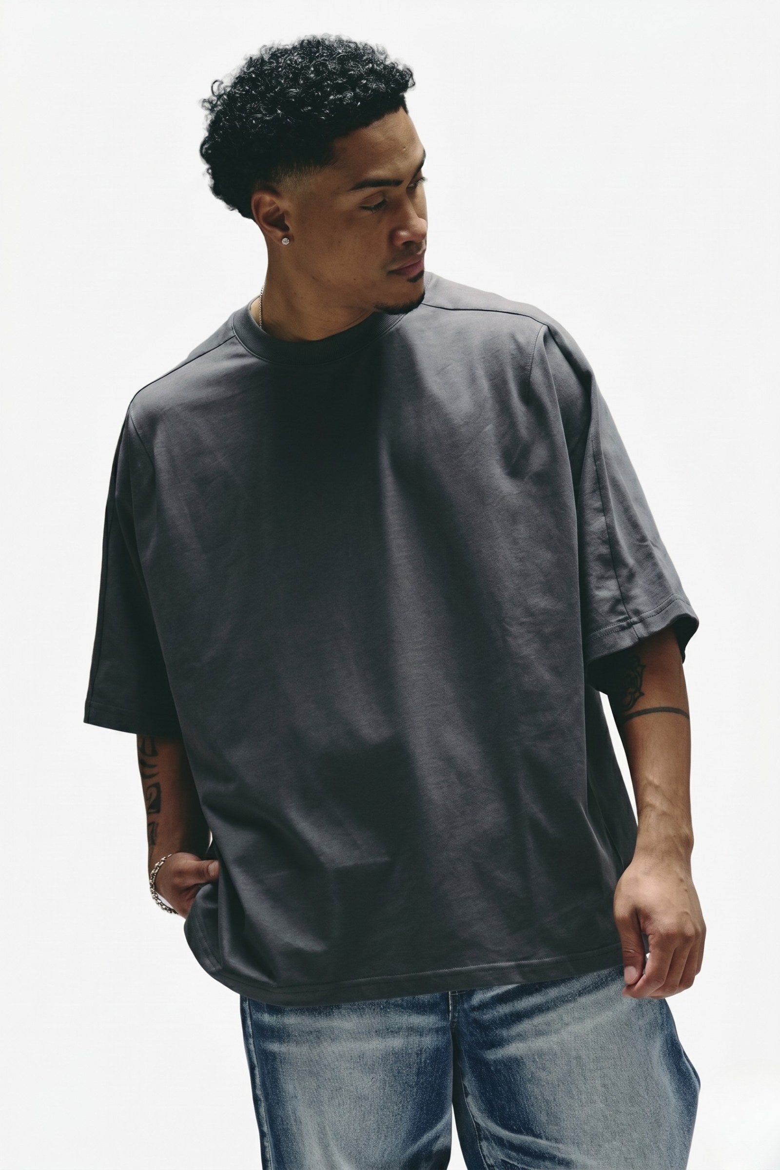 "Point Blank" Oversized Tee Grey